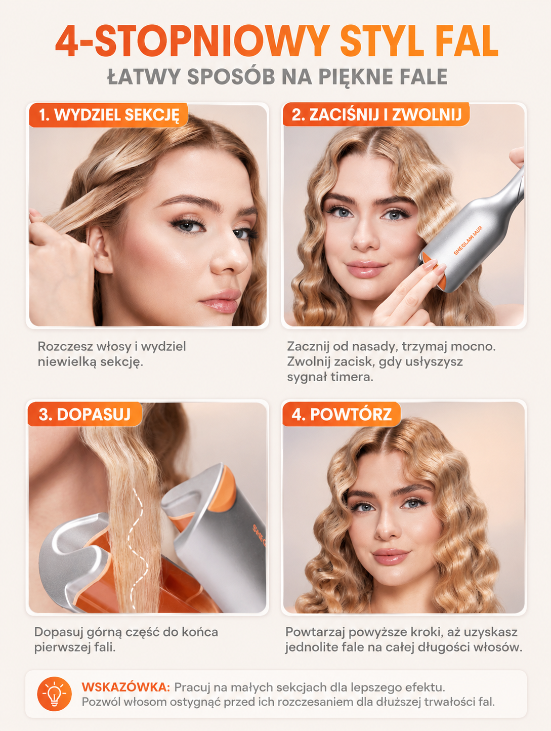 SHEGLAM Hair Beach Babe 25 mm – falownica do włosów, jonizacja, 73 W