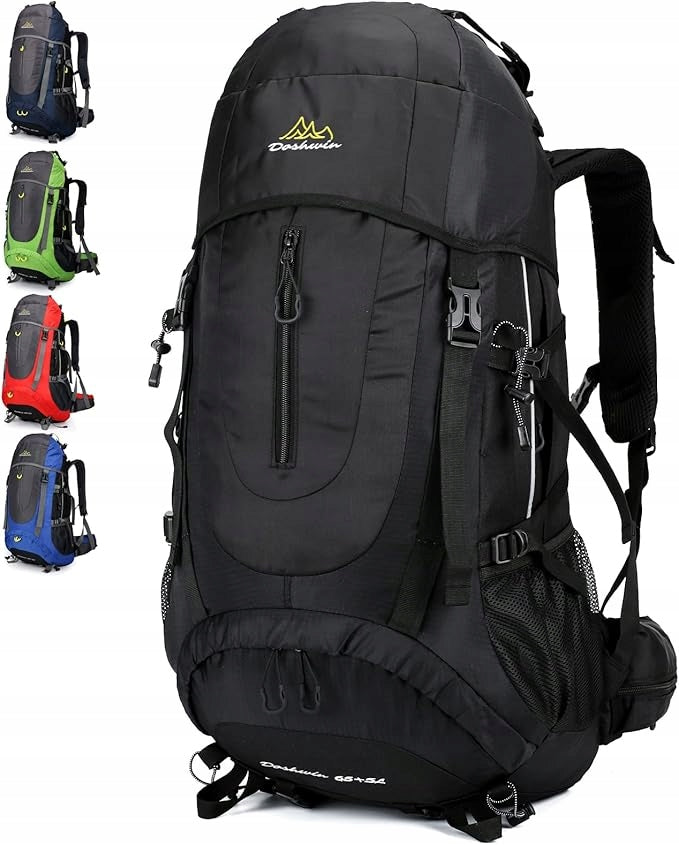 Doshwin Plecak Trekkingowy Czarny 70l + 5l Wodoodporny Pakowny Lekki