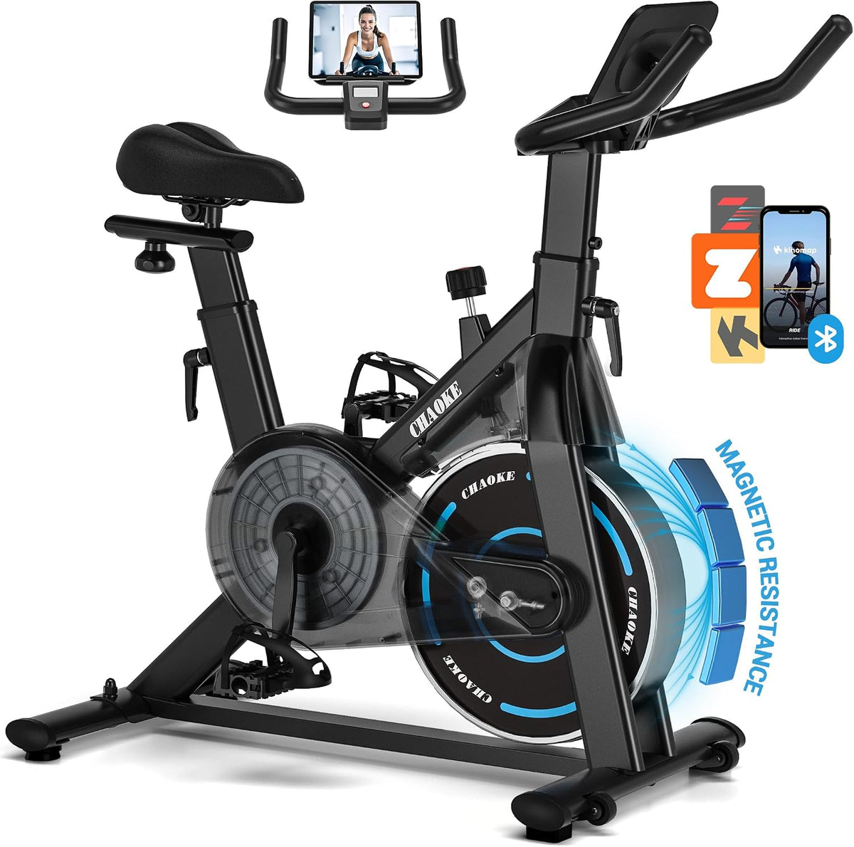 CHAOKE 520 Rower Treningowy Stacjonarny Bluetooth FitShow LCD do 150 kg