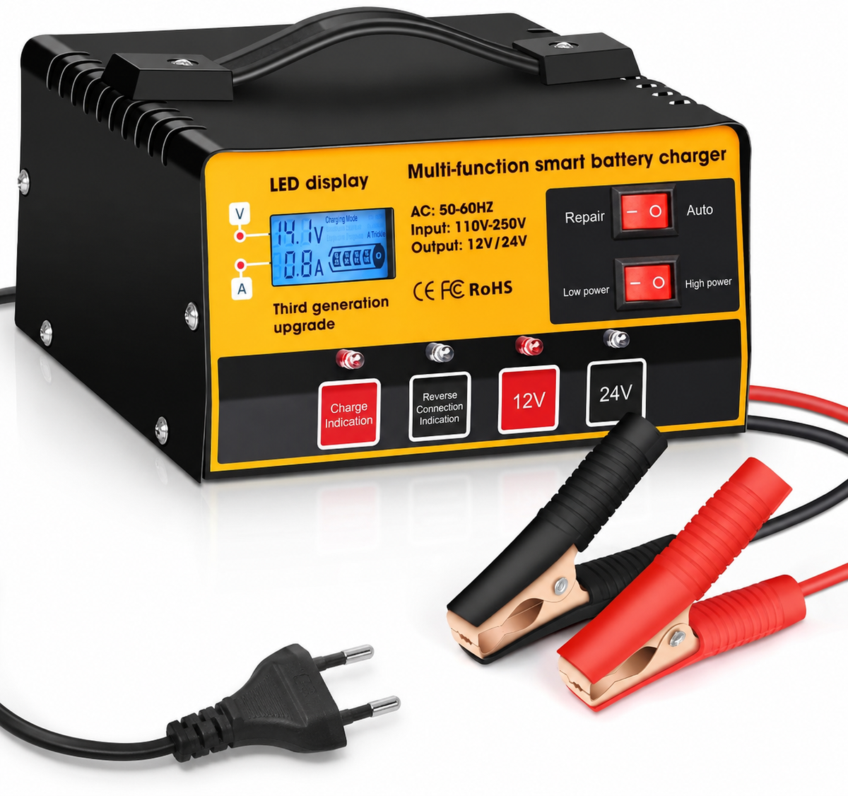 Outerman MF-2C – inteligentny prostownik 12V/24V 12A/8,5A z LCD i funkcją Repair