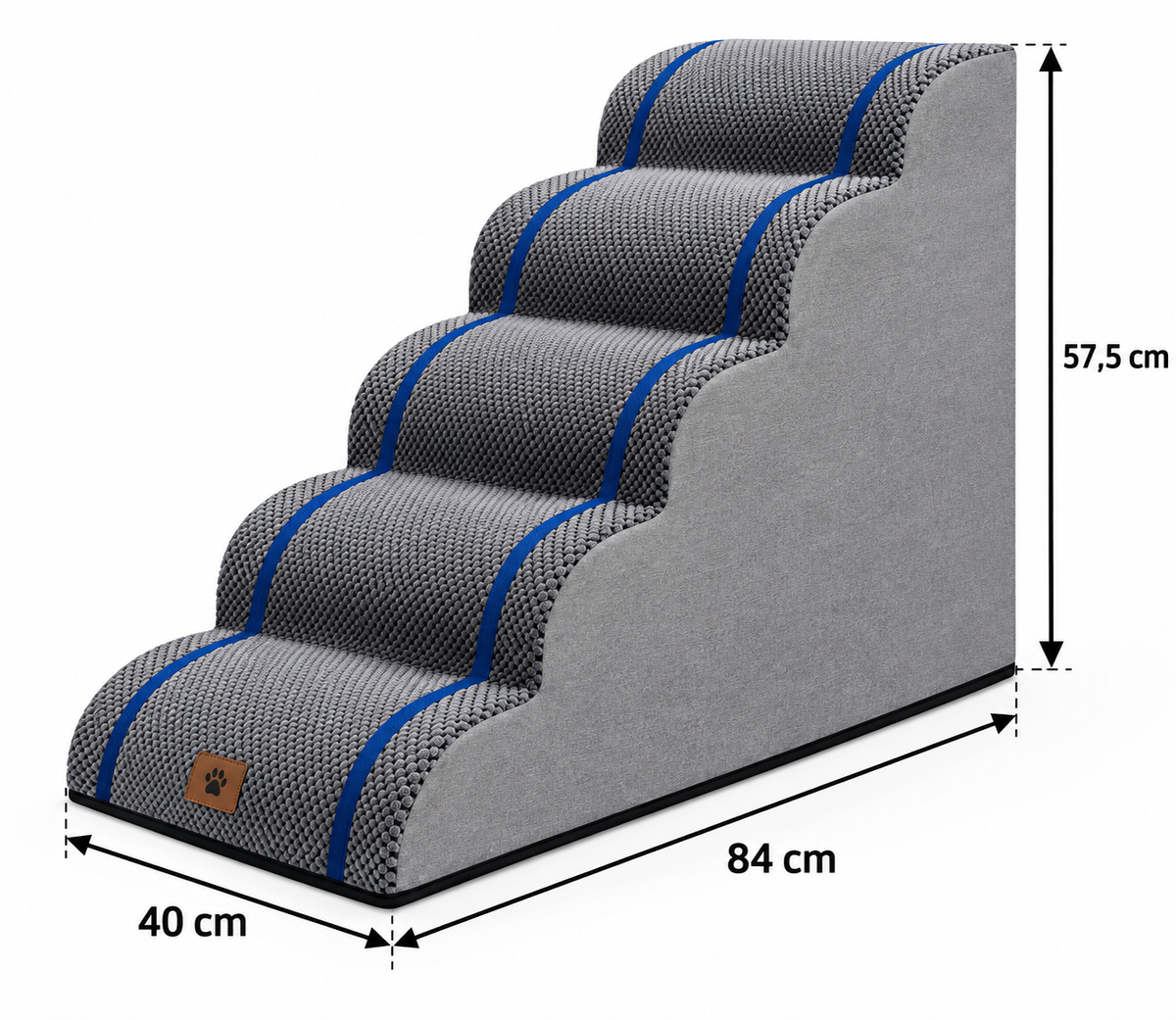 Gardner Pet Schody dla Psa Kota 5 Stopni 84x40x57,5 cm Piankowe Szare