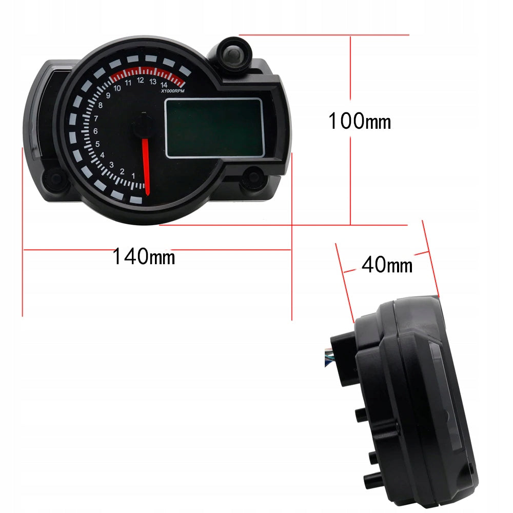 Uniwersalny Licznik Motocyklowy LCD 12V – Prędkościomierz, Obrotomierz, Biegi 1-6