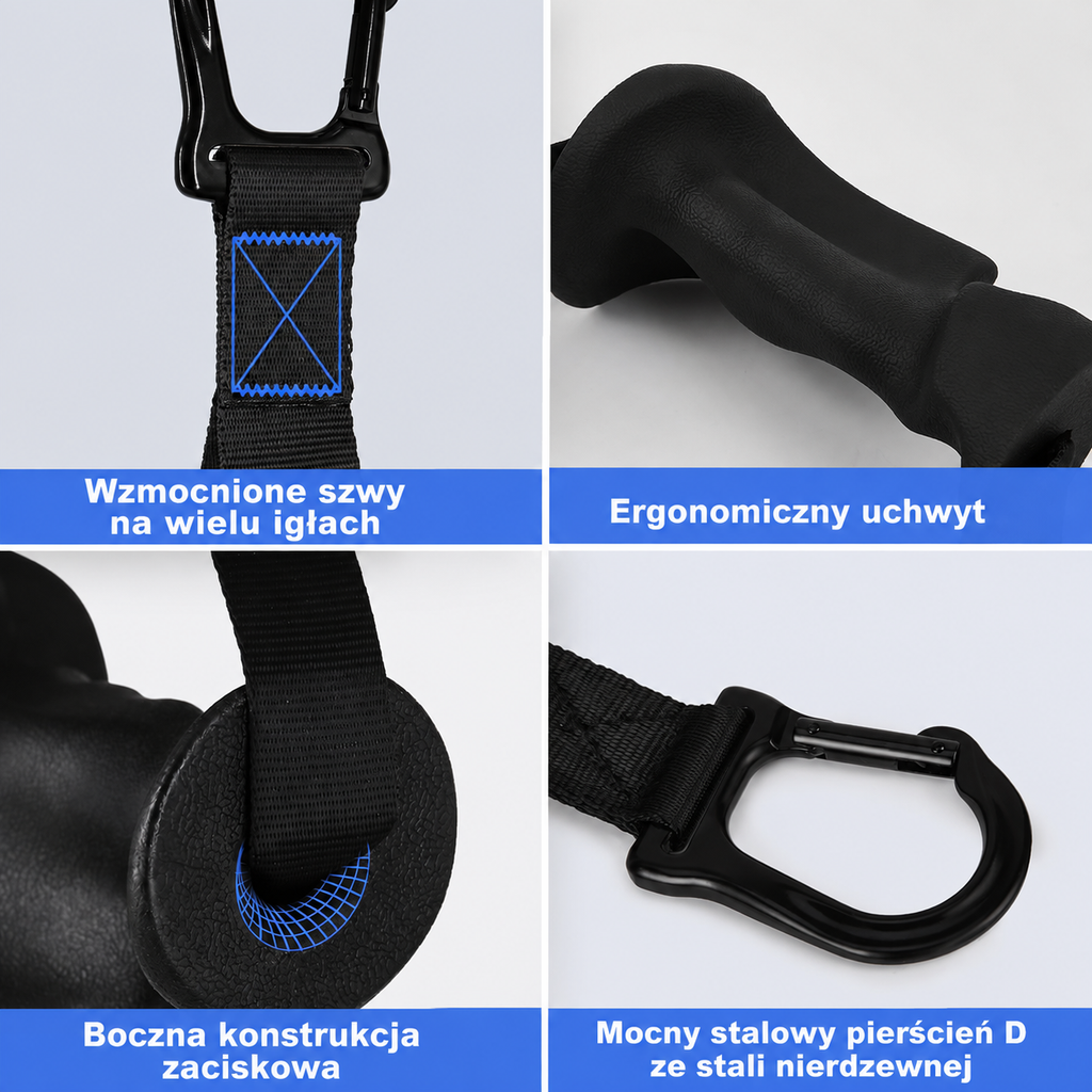 HXD-ERGO Ergonomiczne uchwyty treningowe do wyciągu i taśm oporowych – zestaw 2 szt.
