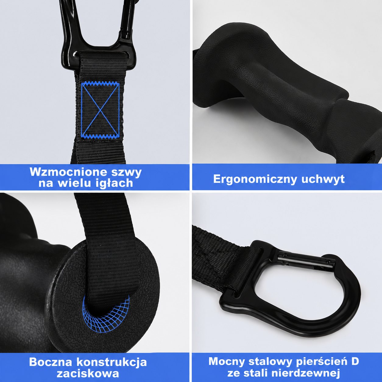 HXD-ERGO Ergonomiczne uchwyty treningowe do wyciągu i taśm oporowych – zestaw 2 szt.
