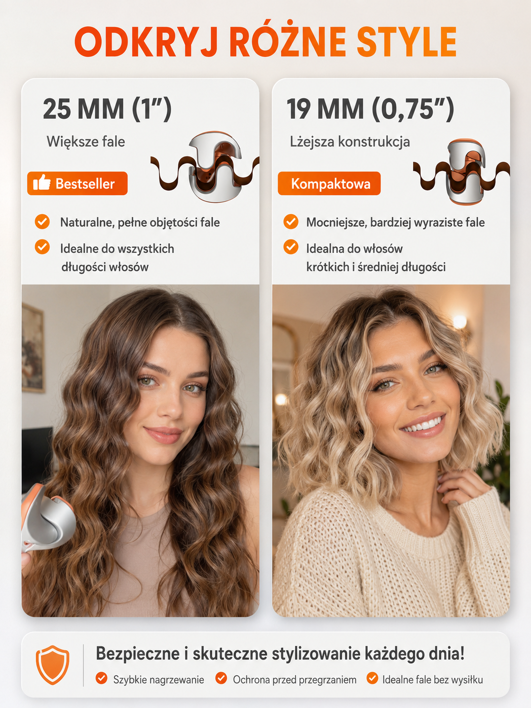 SHEGLAM Hair Beach Babe 25 mm – falownica do włosów, jonizacja, 73 W