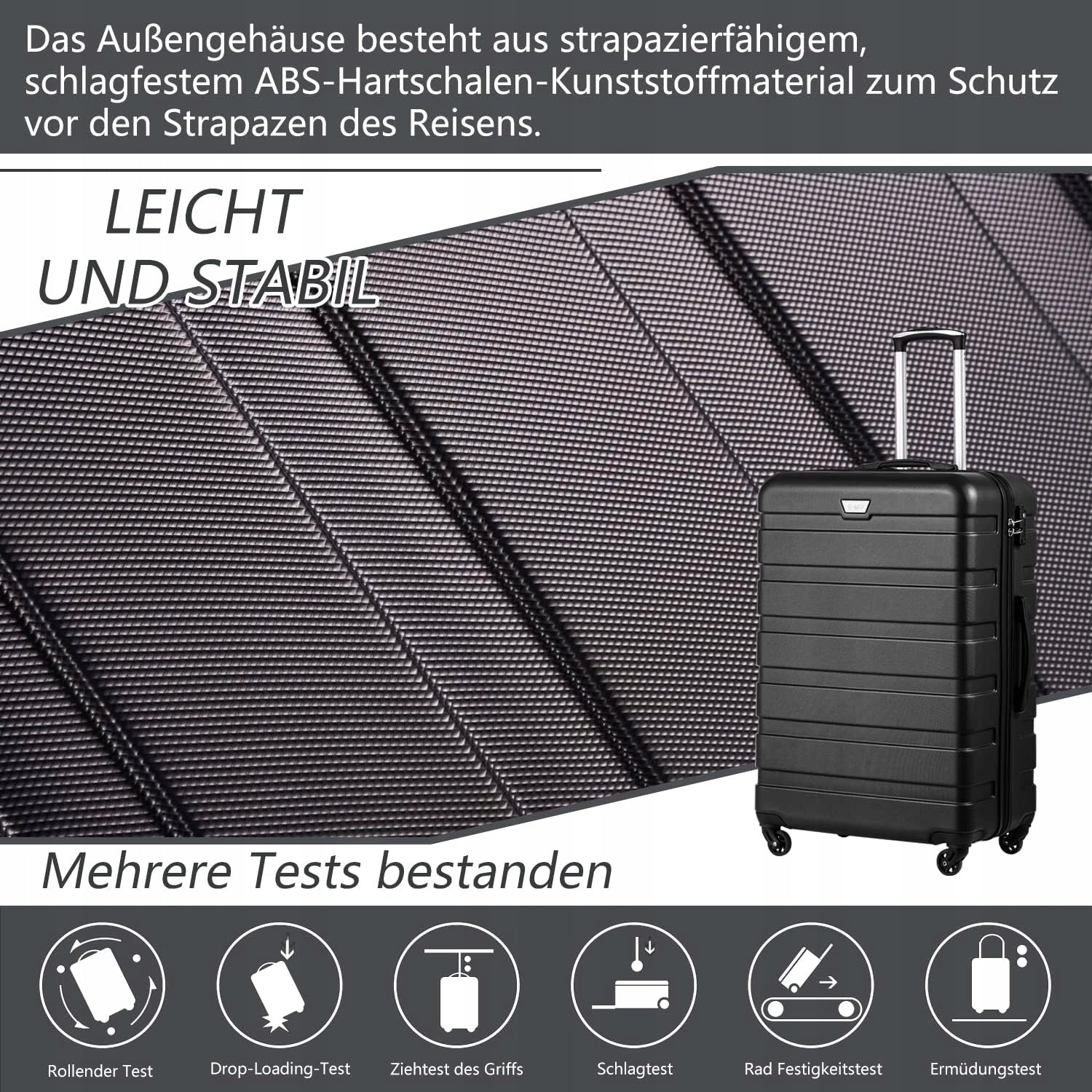 Coolife walizka kabinowa 56 x 39 x 22cm 38 l ABS Czarna