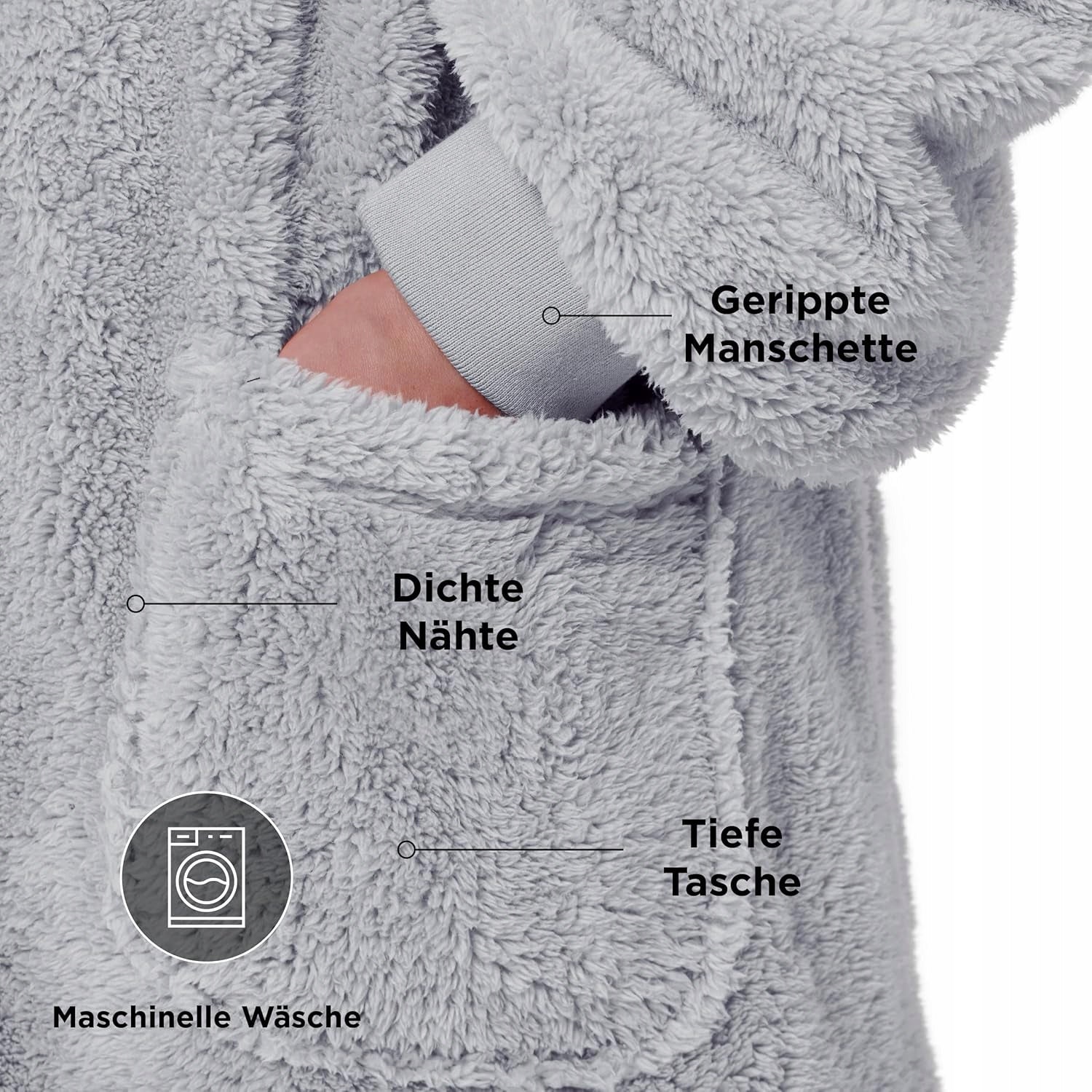 Bluza ciepła z kapturem Bedsure Oversize ,koco bluza szara