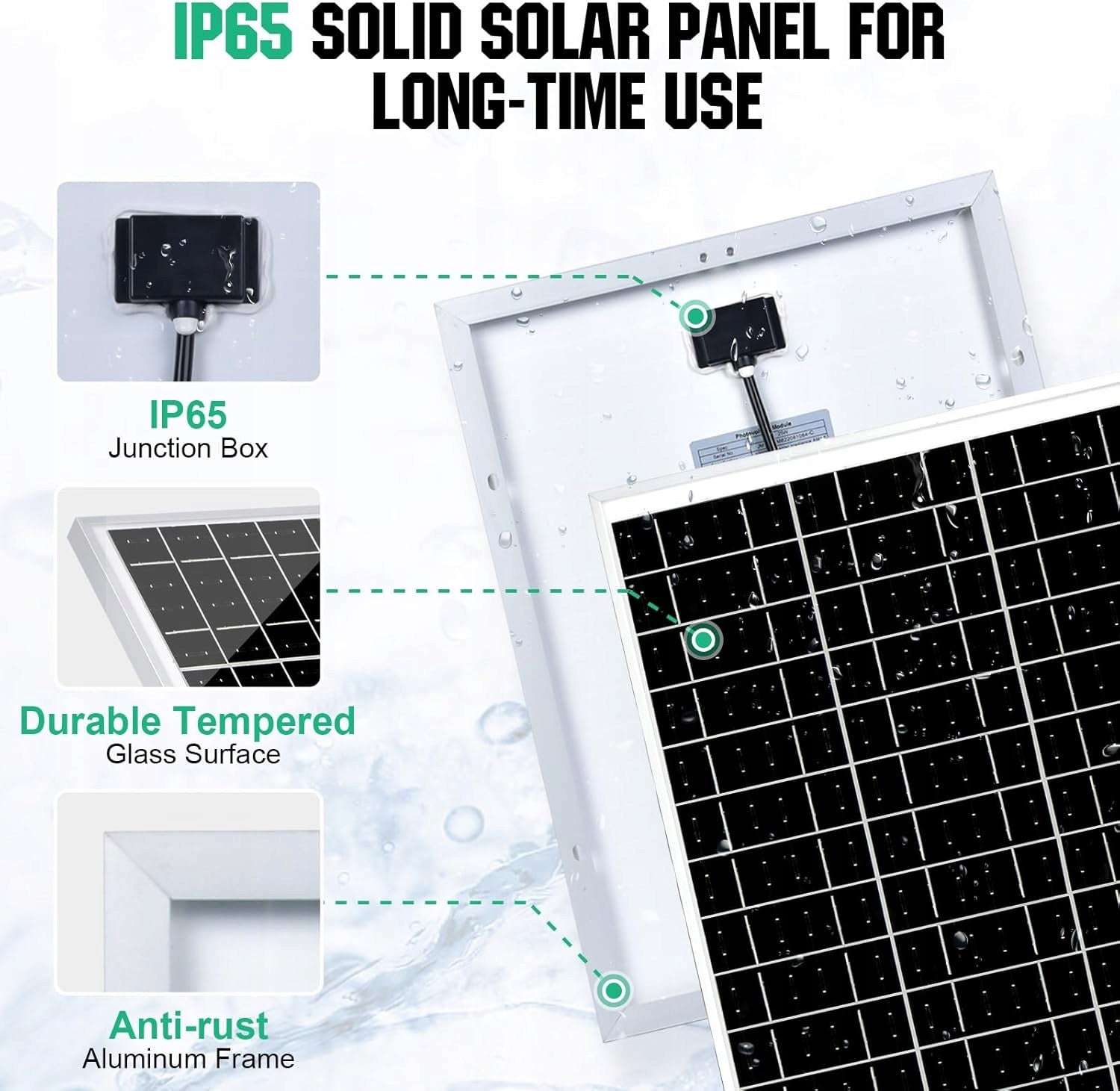 ECO-WORTHY Panel słoneczny 25 W, 12 V,