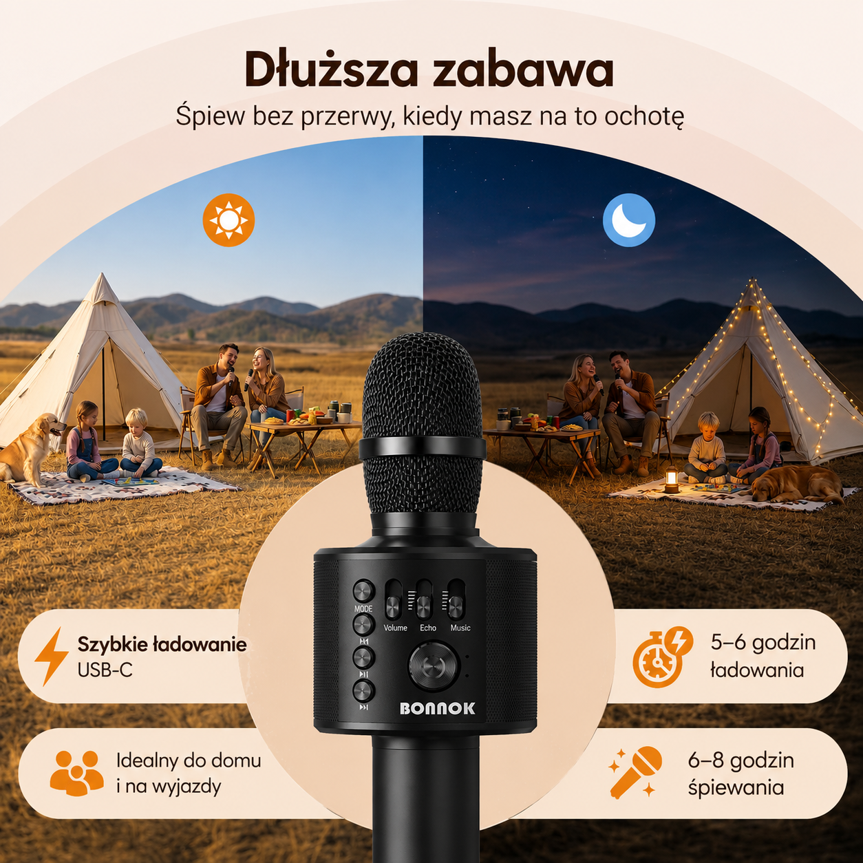 BONAOK Q37 – Mikrofon karaoke Bluetooth z wbudowanym głośnikiem