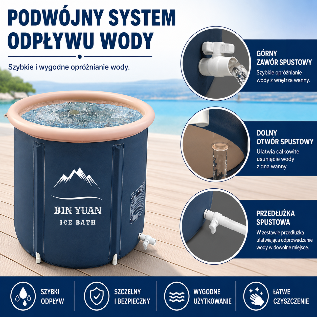 Składana Wanna do Kąpieli Lodowej 75 × 75 cm – Ice Bath | Gorąca i Zimna Kąpiel
