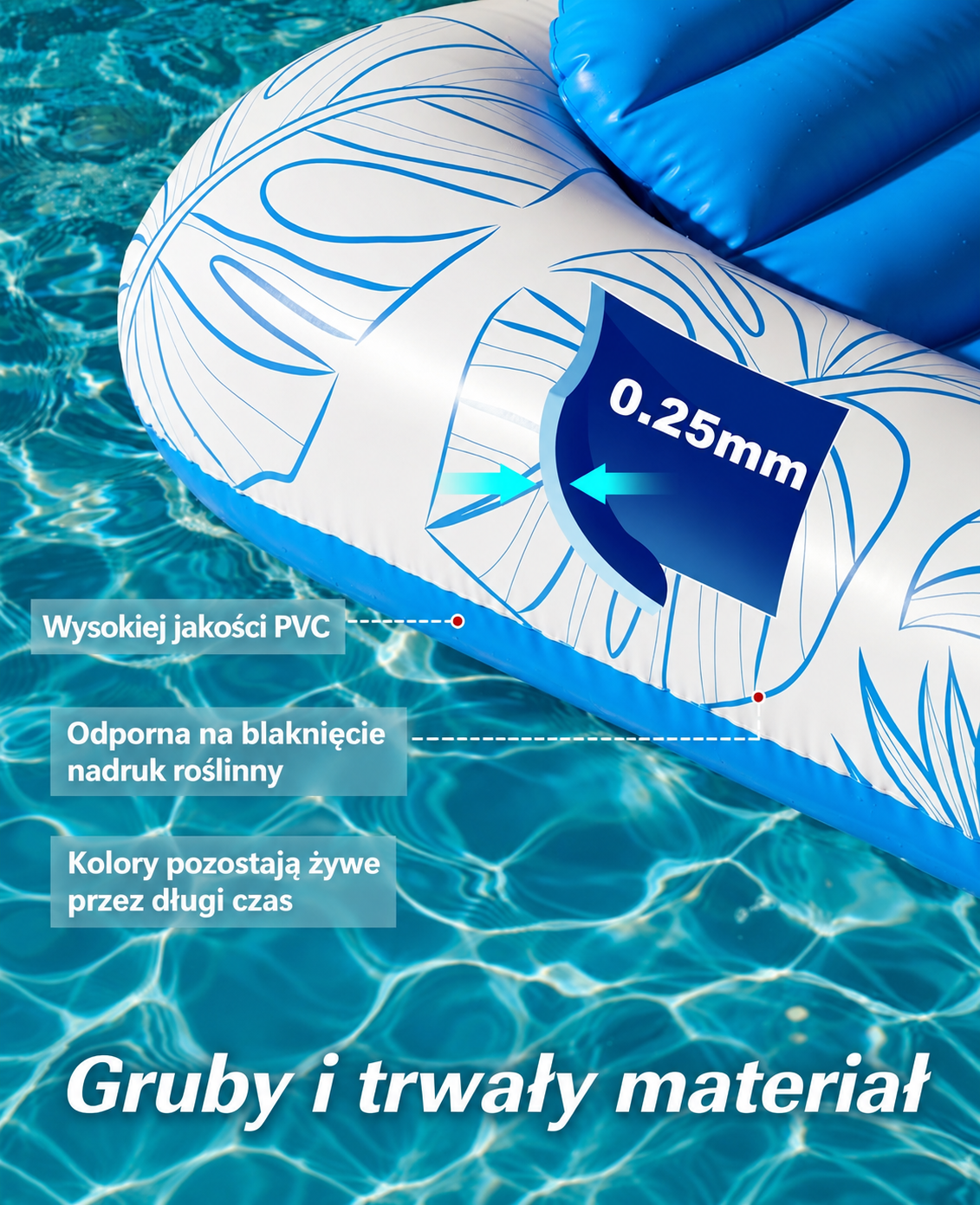 HeySplash Materac Dmuchany Basenowy 210x140 cm Leżak z Zagłówkiem 159 kg