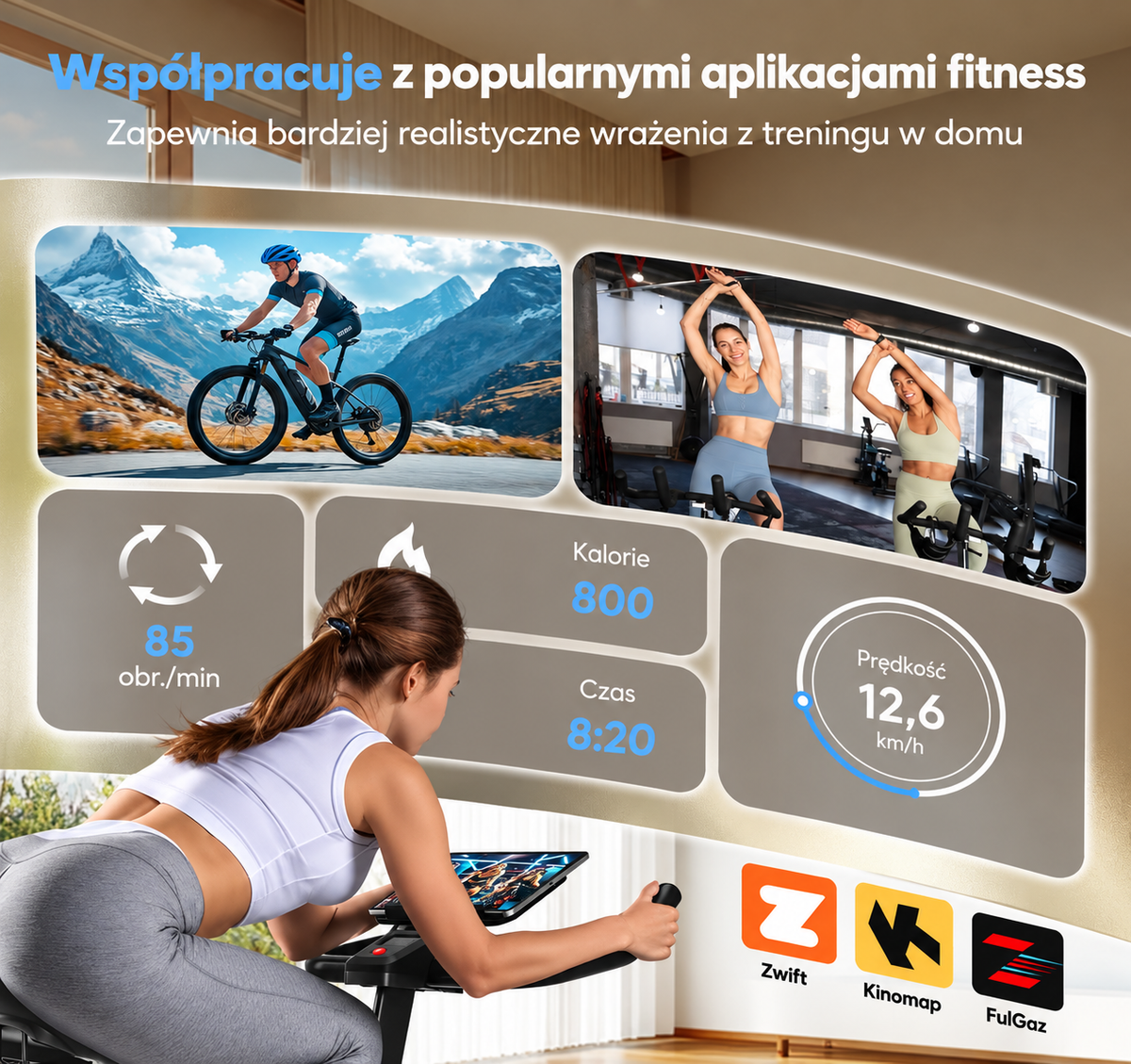 CHAOKE 520 Rower Treningowy Stacjonarny Bluetooth FitShow LCD do 150 kg