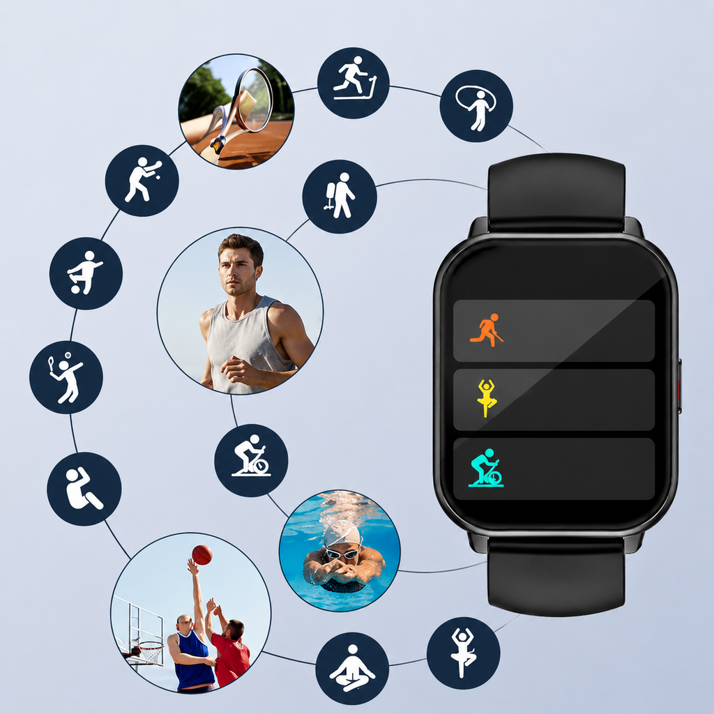 Smartwatch RUIMEN H1 Czarny – Rozmowy Bluetooth, Pulsometr, SpO2, GloryFit