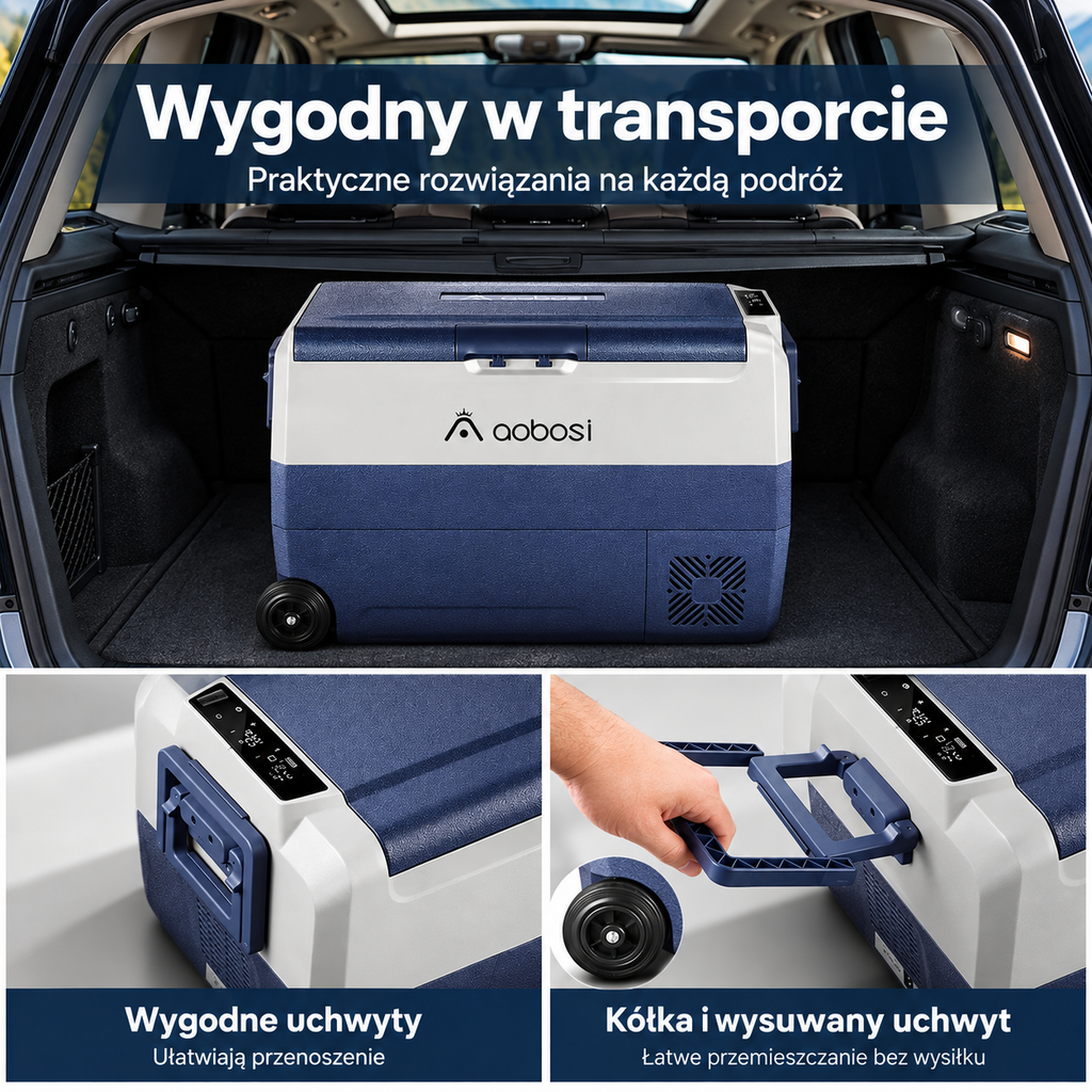 AAOBOSI T50 lodówka kompresorowa 50L dwustrefowa WiFi 12/24V -20°C