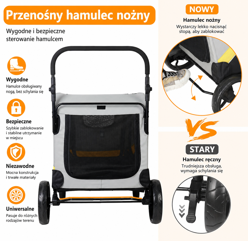 BingoPaw P-XL121-L – Wózek spacerowy dla dużych psów do 42 kg | Składany | Amortyzacja | Hamulce