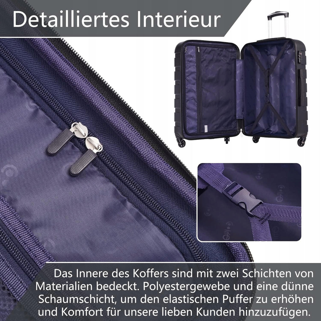 Coolife walizka kabinowa 56 x 39 x 22cm 38 l ABS Czarna