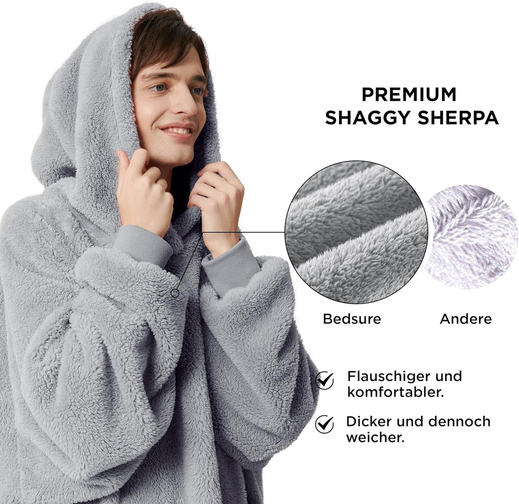 Bluza ciepła z kapturem Bedsure Oversize ,koco bluza szara