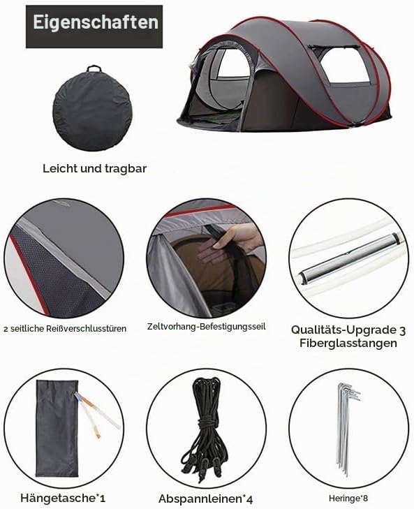 Namiot Turystyczny Pop-Up NIUEVLRS 280×210×120 cm do 6 Osób Automatyczny