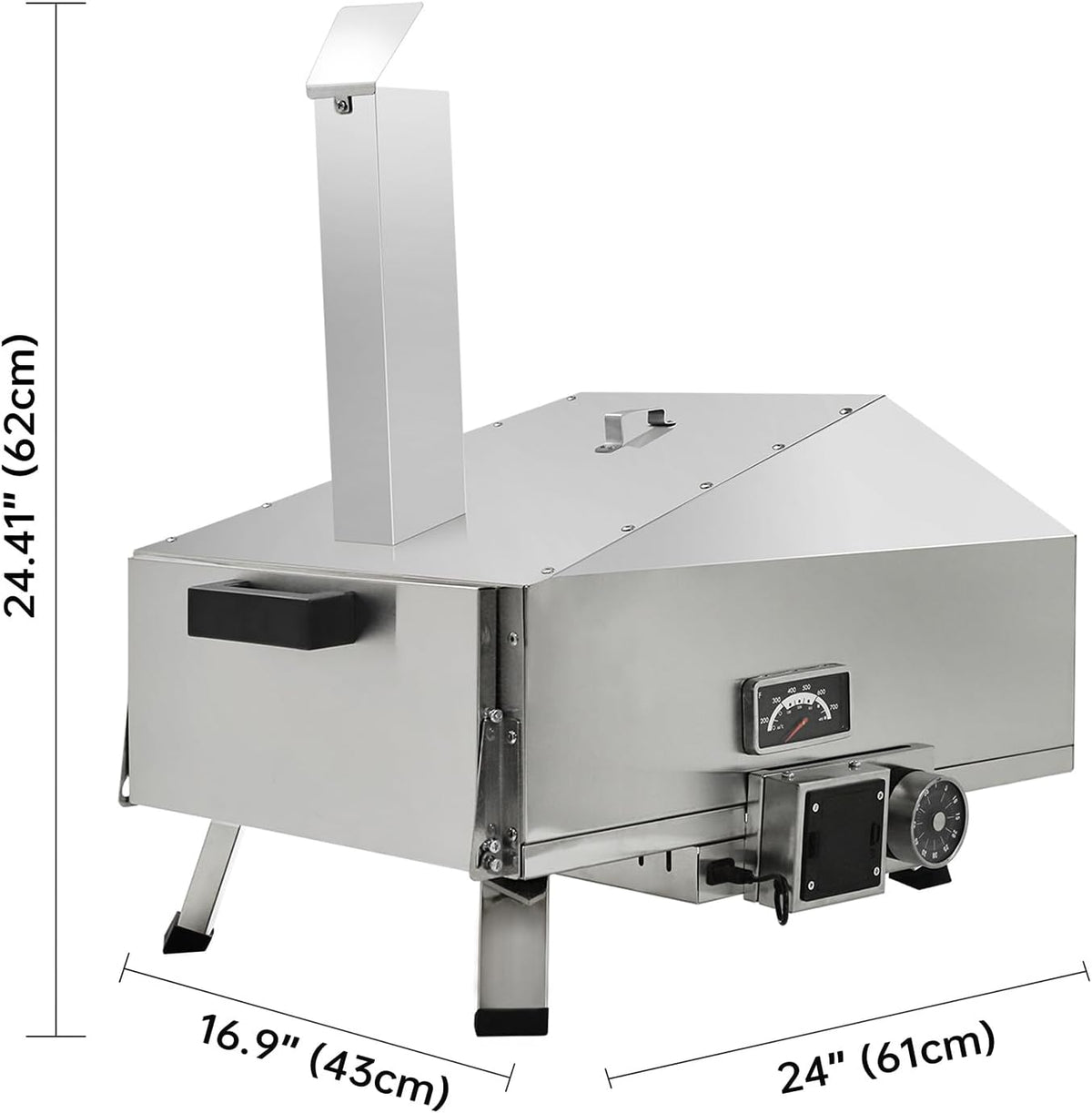 Piec do pizzy na pellet 360° z termometrem i timerem – stal nierdzewna