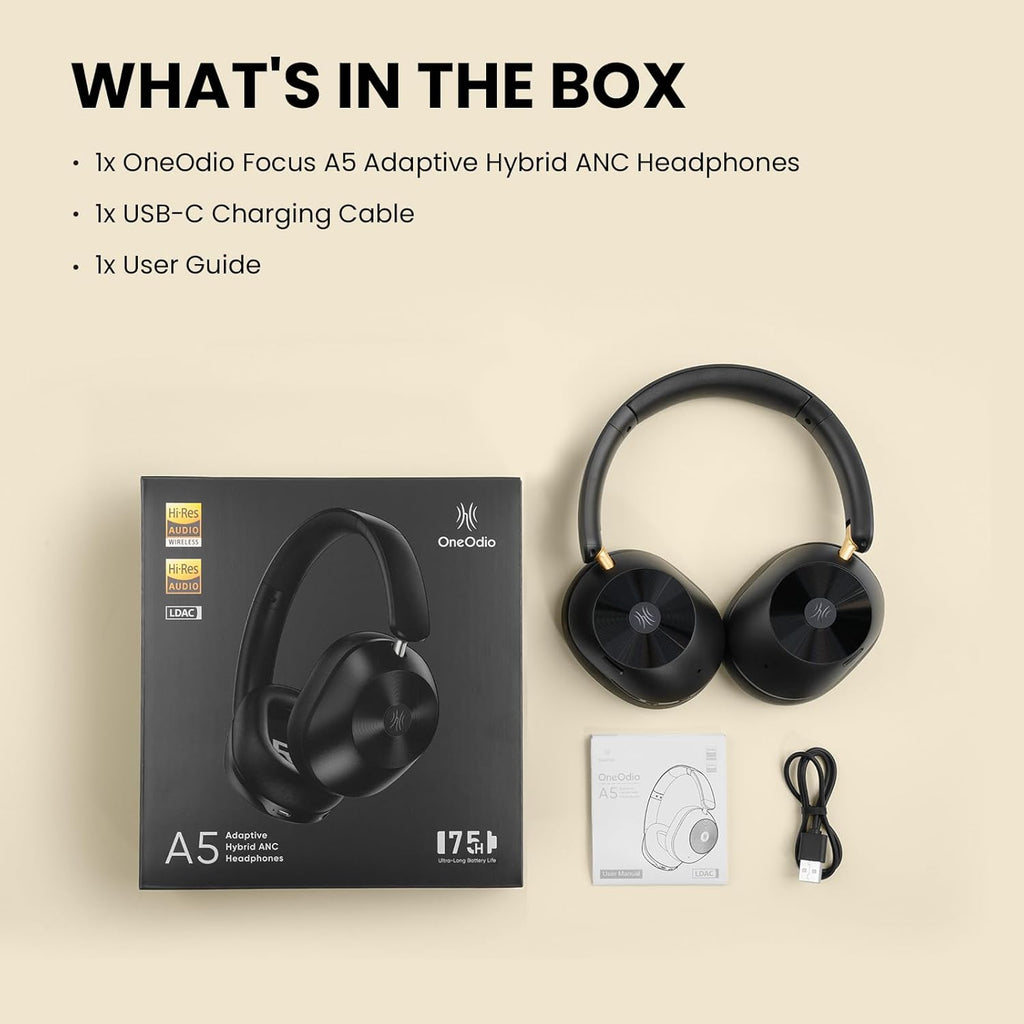 OneOdio Focus A5 Słuchawki Bezprzewodowe ANC LDAC Hi-Res Bluetooth 5.4