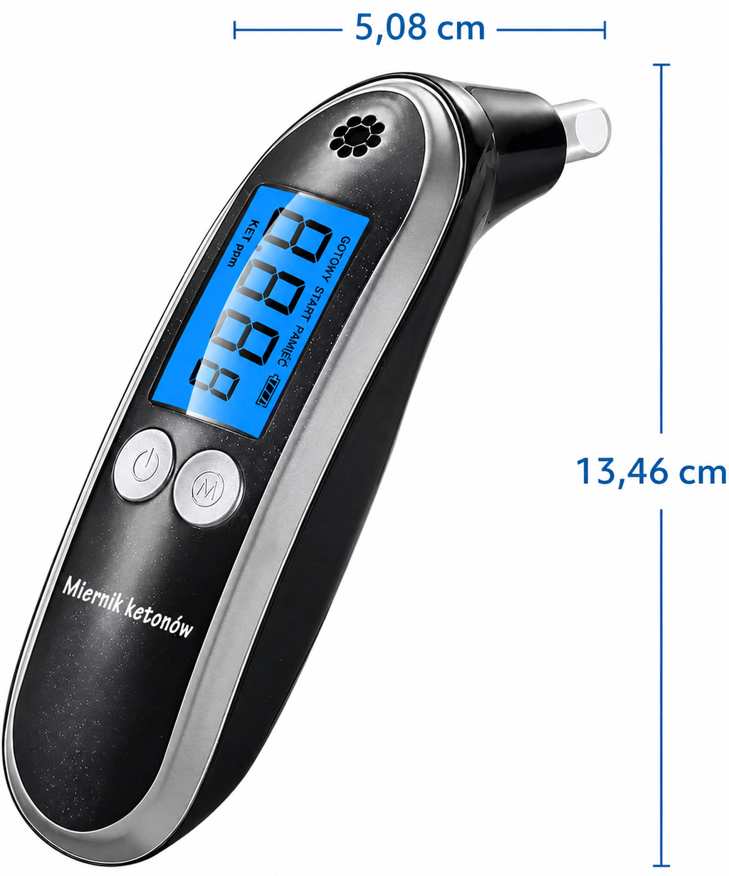 Tester Oddechowy Ketozy SOYAA – Miernik Ketonów PPM LCD + 8 Ustników
