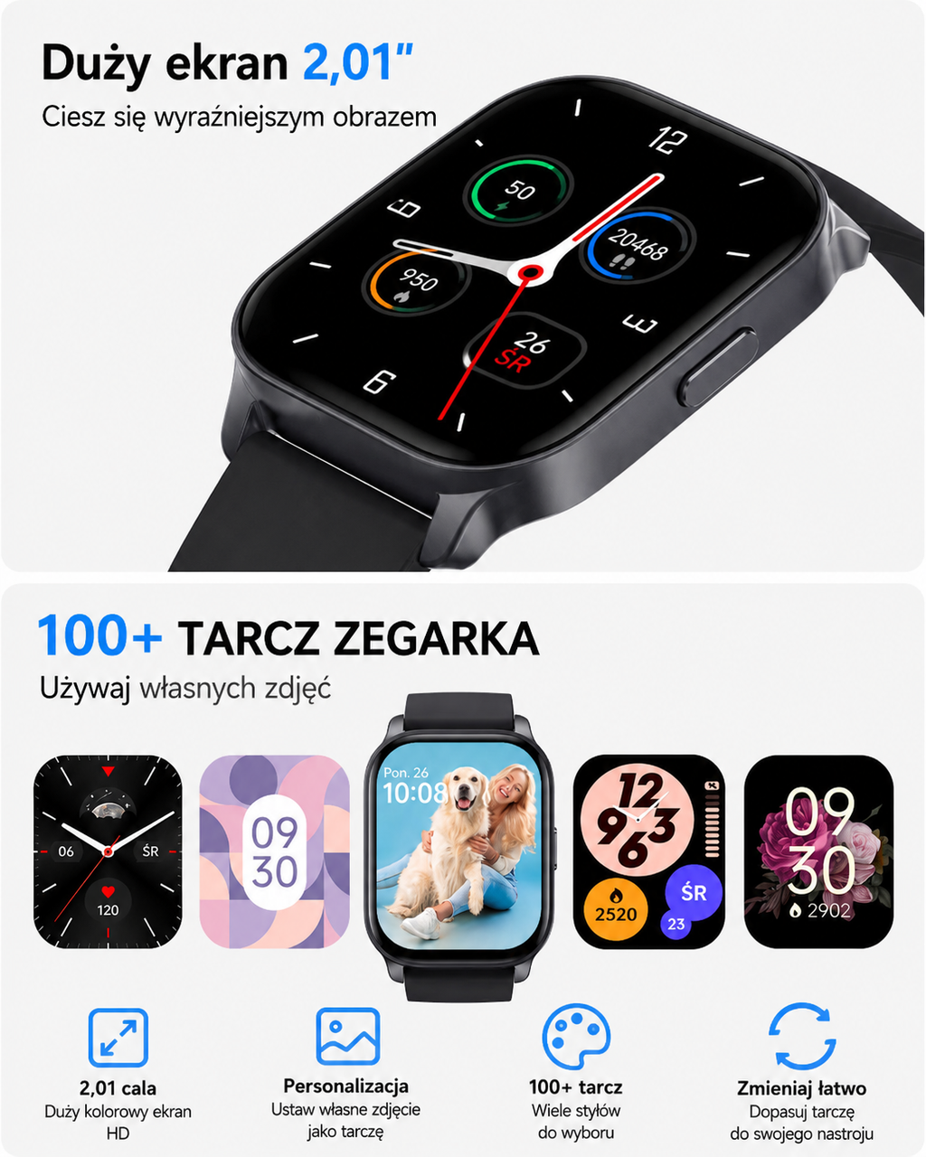 TOOBUR IDW17 – smartwatch 2,01" z rozmowami Bluetooth