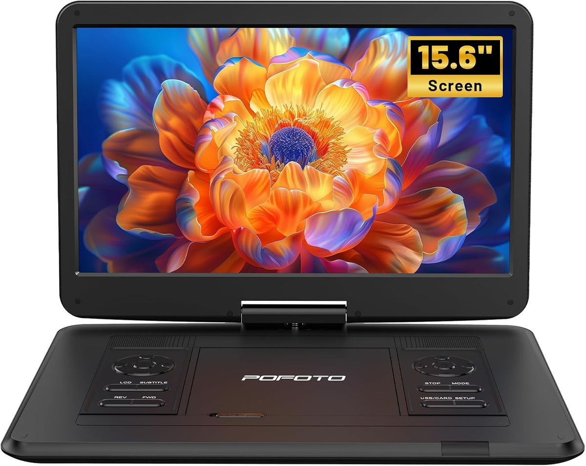 POFOTO PD15 Przenośny Odtwarzacz DVD 15,6" HD Akumulator 5000mAh