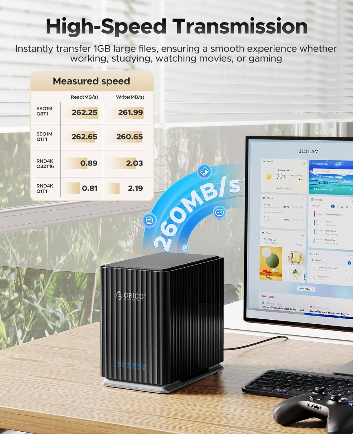 ORICO Obudowa na 5 dysków HDD/SSD SATA USB-C – do 110 TB
