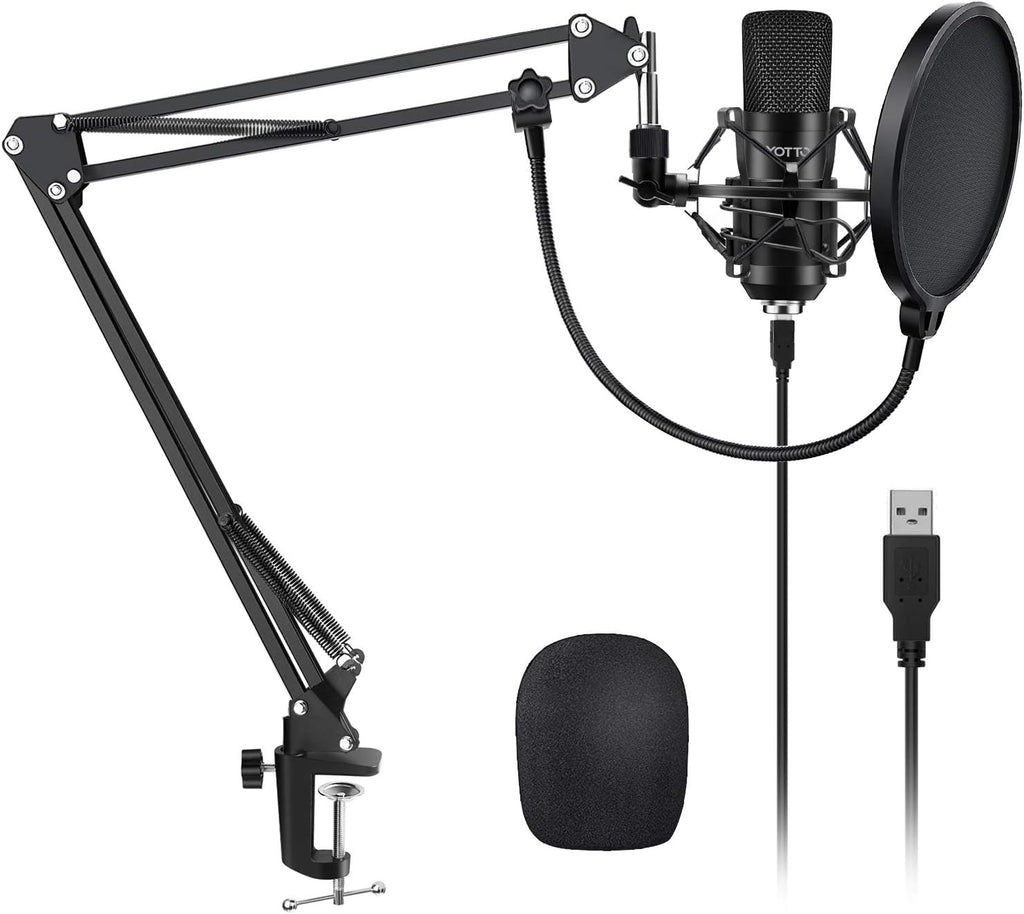 YOTTO Mikrofon Pojemnościowy USB 192kHz 24bit z Ramieniem i Pop Filtrem – Nowy