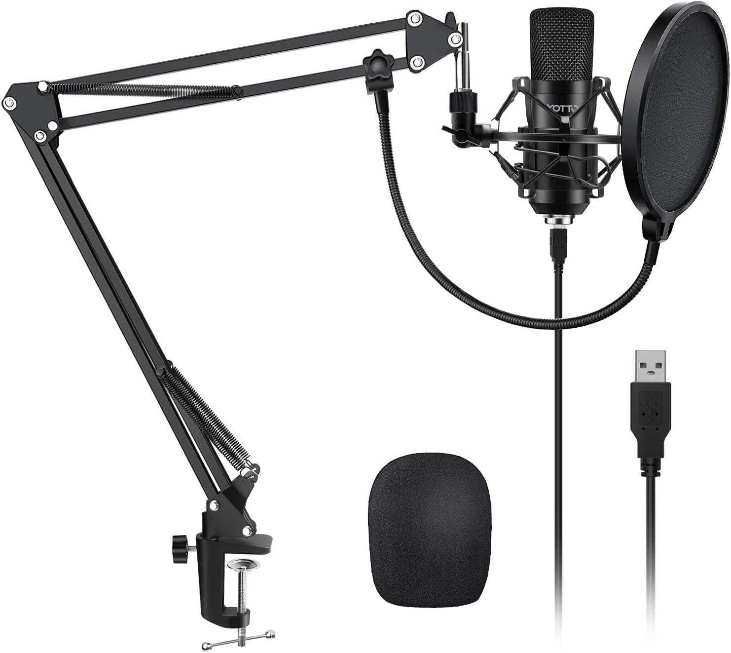 YOTTO Mikrofon Pojemnościowy USB 192kHz 24bit z Ramieniem i Pop Filtrem – Nowy