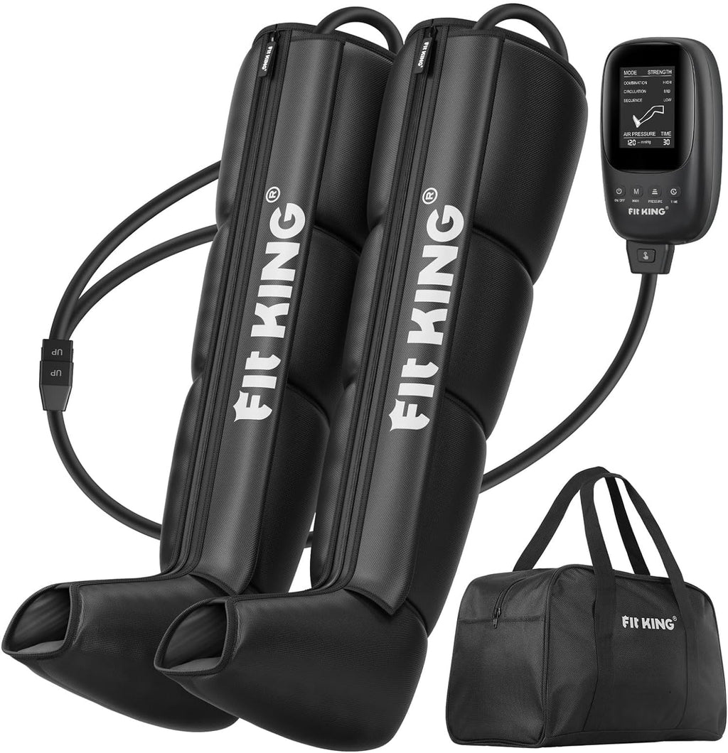 FIT KING Masażer kompresyjny do nóg M | Buty uciskowe do regeneracji | 8 poziomów | 10 programów | LCD