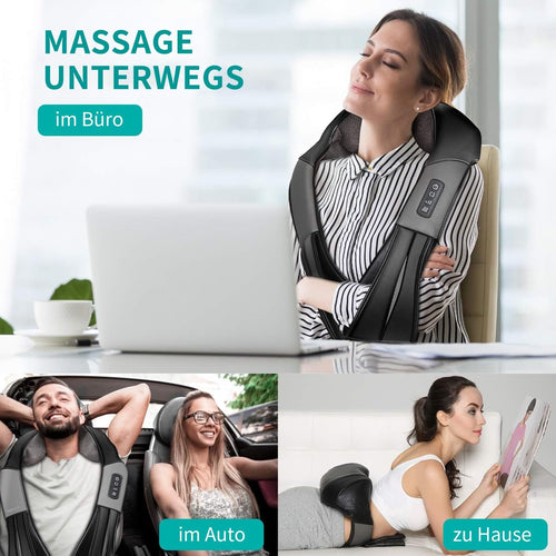 Brelley Masażer karku i pleców z funkcją podgrzewania | Shiatsu | Masaż szyi, ramion, pleców i nóg