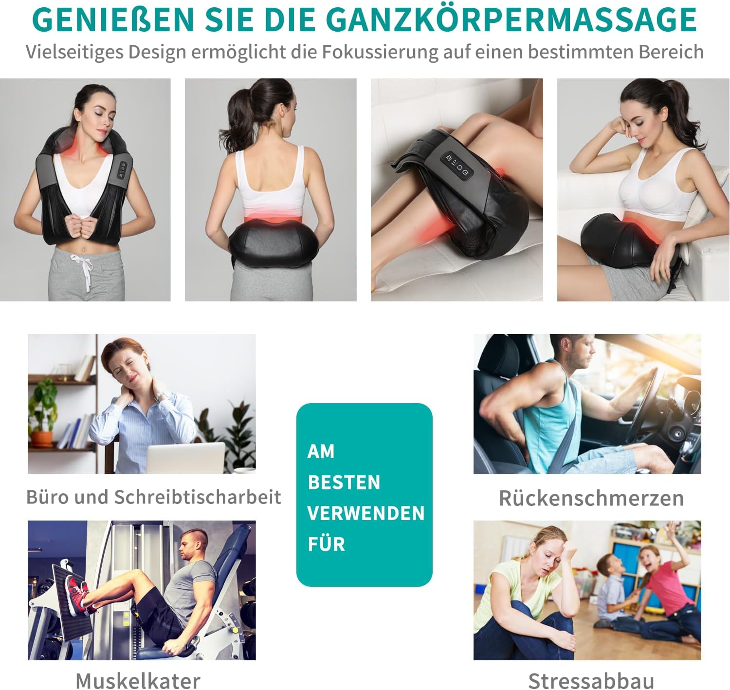 Brelley Masażer karku i pleców z funkcją podgrzewania | Shiatsu | Masaż szyi, ramion, pleców i nóg