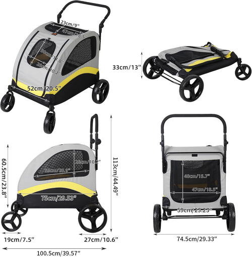BingoPaw P-XL121-L – Wózek spacerowy dla dużych psów do 42 kg | Składany | Amortyzacja | Hamulce