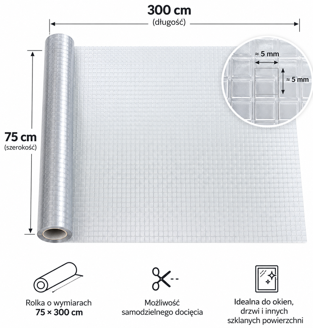 Folia Okienna Prywatyzująca 3D Dekoracyjna na Szybę 75 × 300 cm