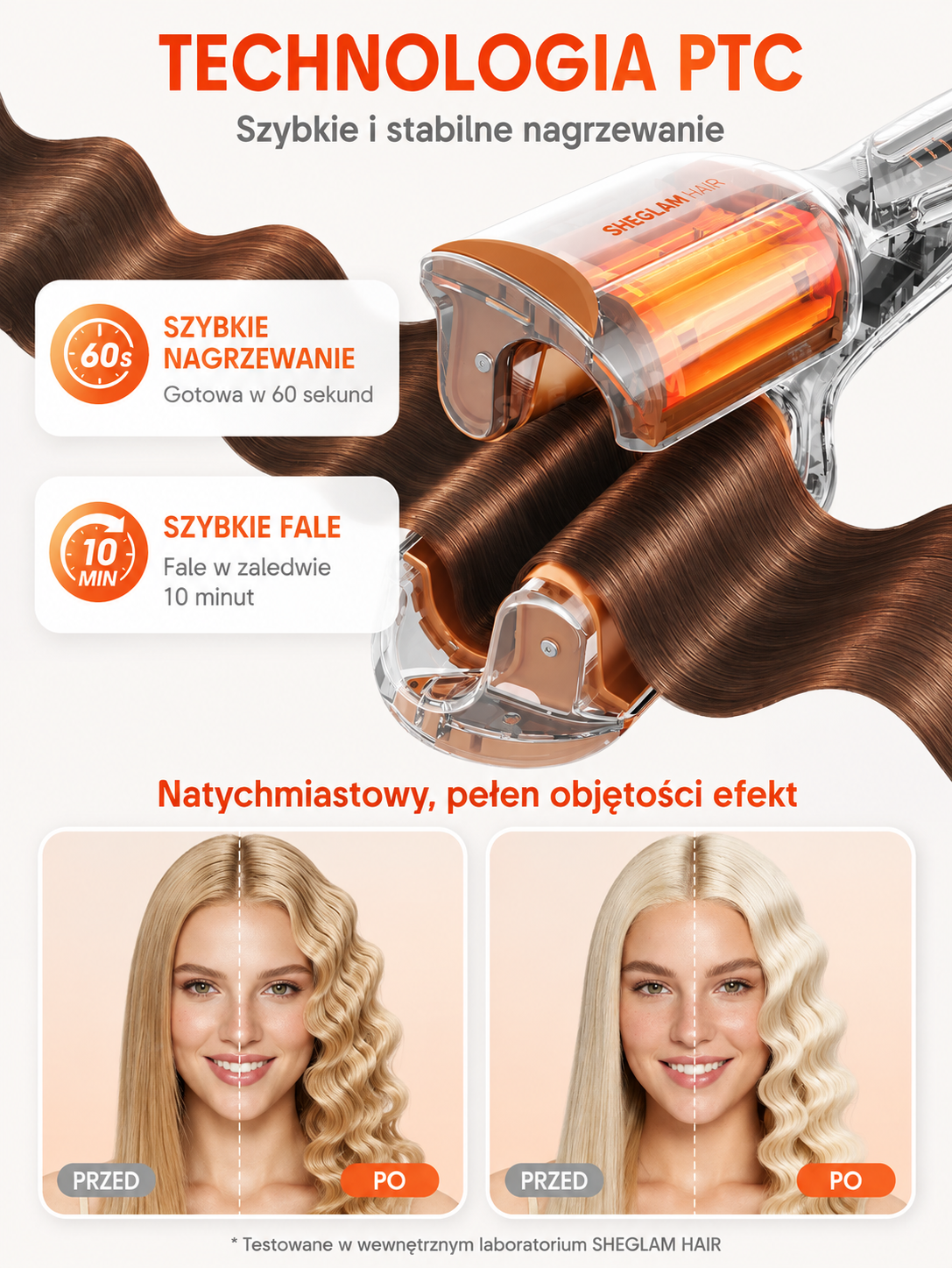 SHEGLAM Hair Beach Babe 25 mm – falownica do włosów, jonizacja, 73 W