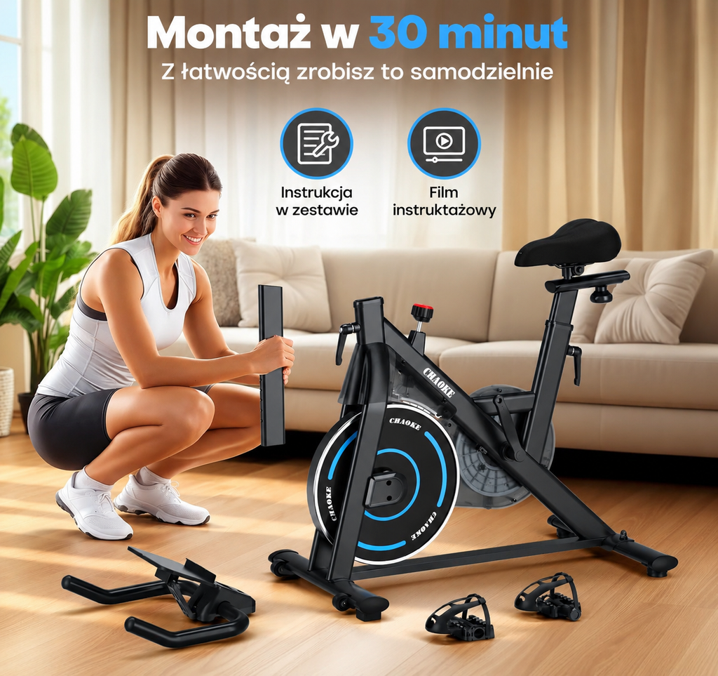 CHAOKE 520 Rower Treningowy Stacjonarny Bluetooth FitShow LCD do 150 kg