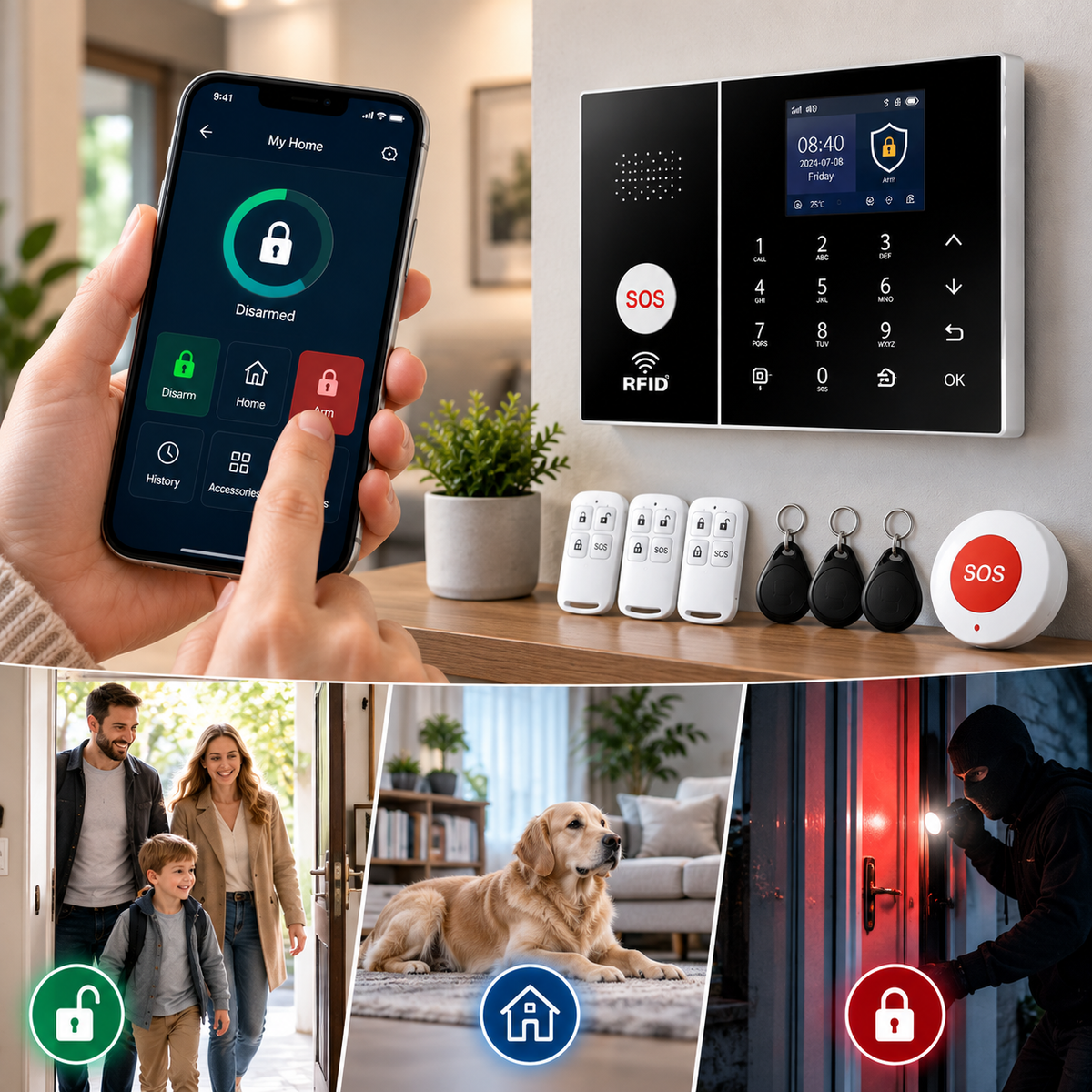 XNY PG-108 – Bezprzewodowy system alarmowy 4G/GSM + Wi-Fi – 24 elementy