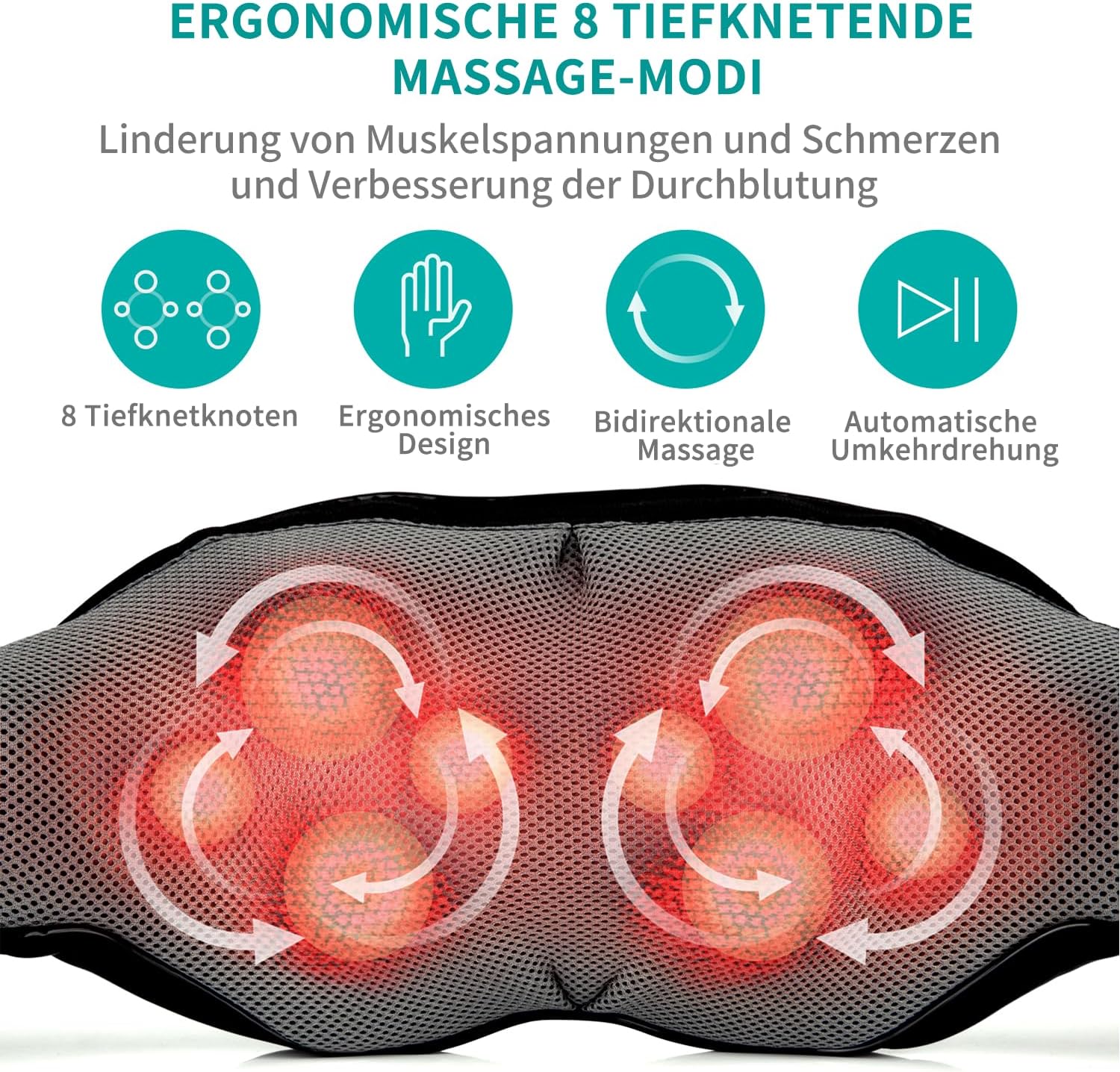Brelley Masażer karku i pleców z funkcją podgrzewania | Shiatsu | Masaż szyi, ramion, pleców i nóg
