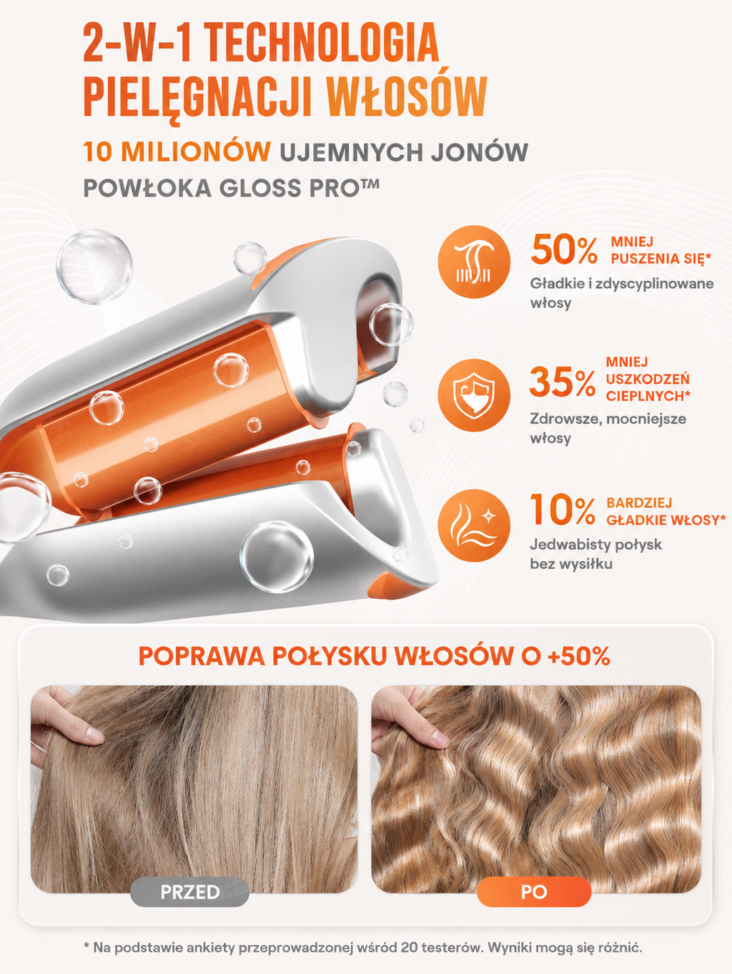 SHEGLAM Hair Beach Babe 25 mm – falownica do włosów, jonizacja, 73 W