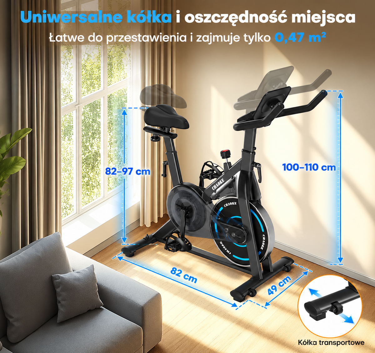 CHAOKE 520 Rower Treningowy Stacjonarny Bluetooth FitShow LCD do 150 kg