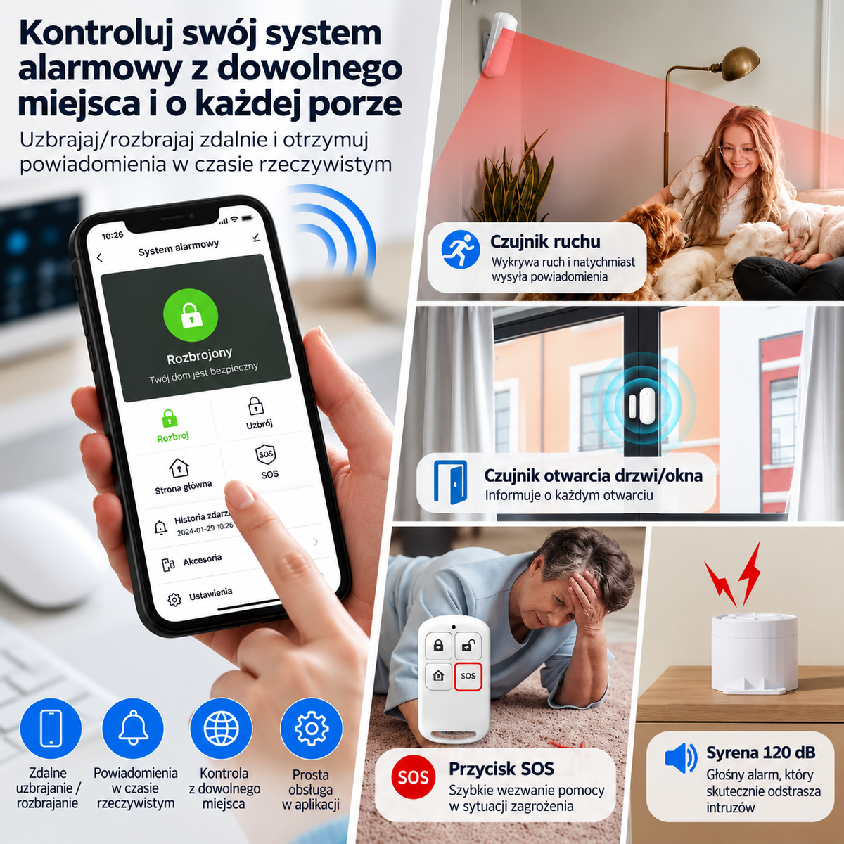 XNY PG-105 System Alarmowy 4G GSM WiFi z Kamerą Tuya Smart Life – 25 elementów