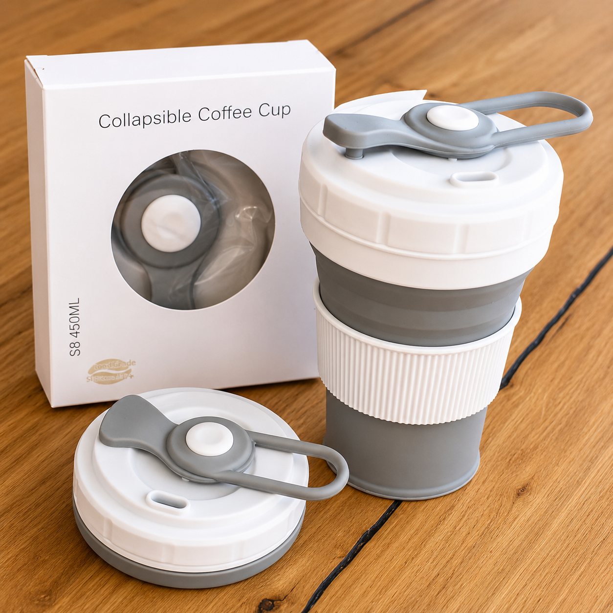 Kubek składany silikonowy 450 ml Collapsible Coffee Cup BPA FREE podróżny