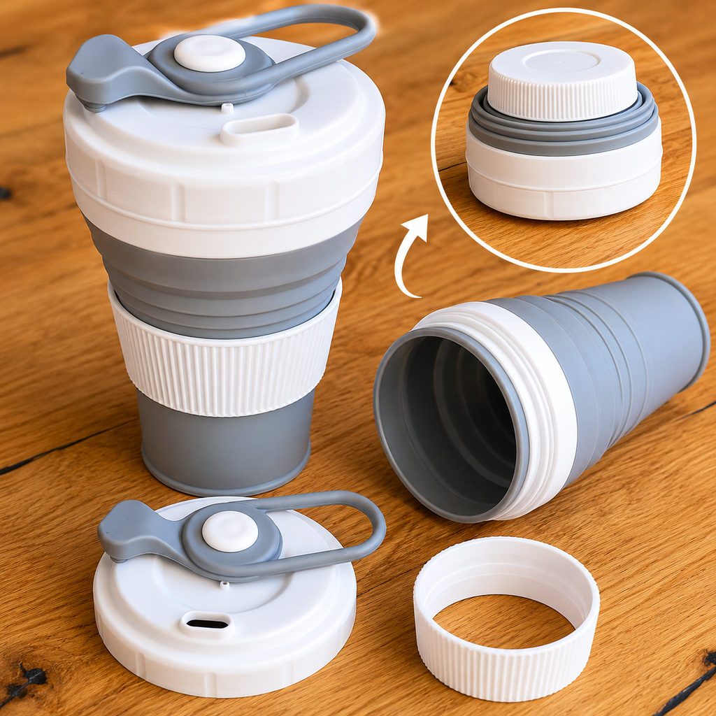 Kubek składany silikonowy 450 ml Collapsible Coffee Cup BPA FREE podróżny