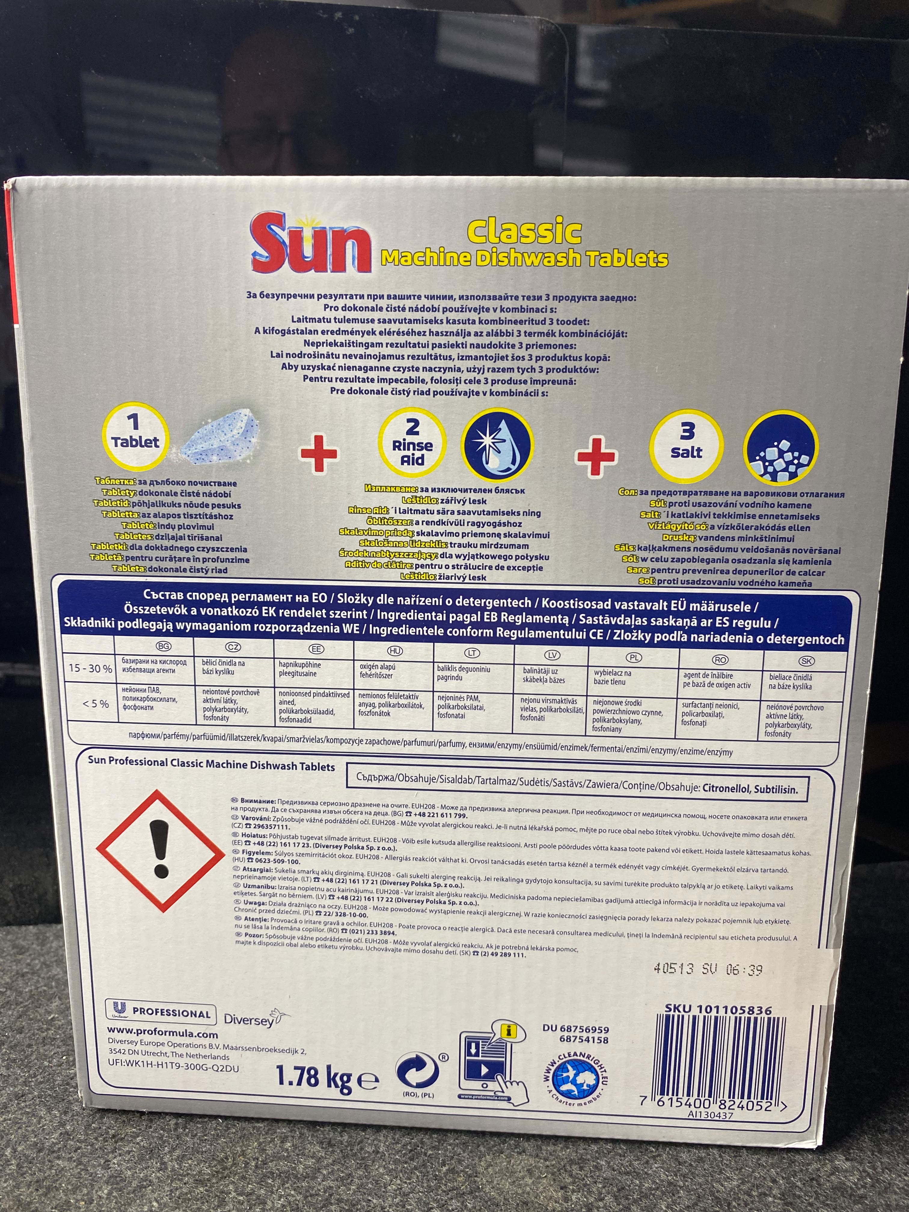 Tabletki do zmywarki Sun Professional Classic 188 szt. Pro Formula Cif