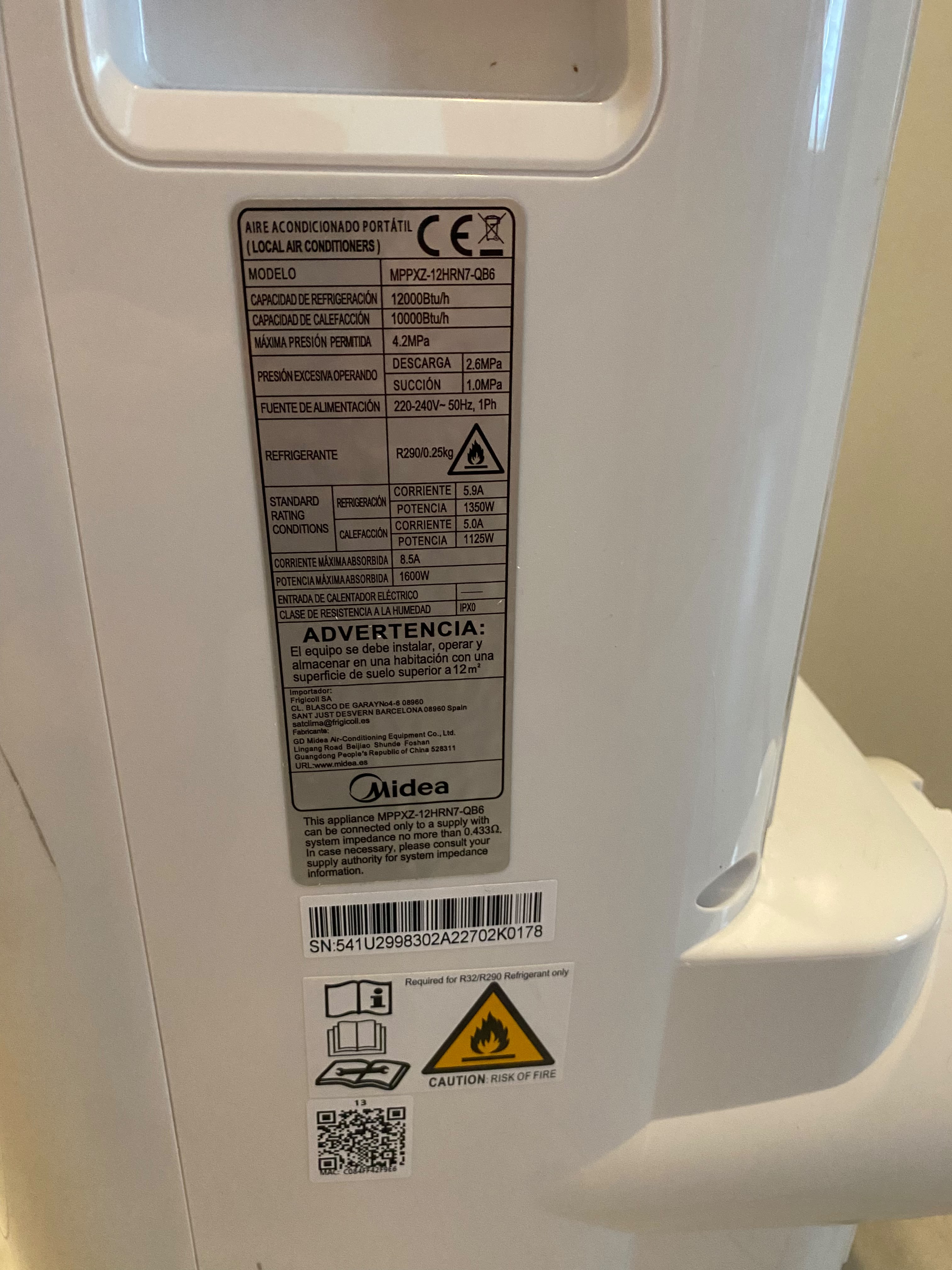 MIDEA Silent 12000 BTU – Klimatyzator przenośny z funkcją grzania | 3,5 kW | WiFi | Pompa ciepła