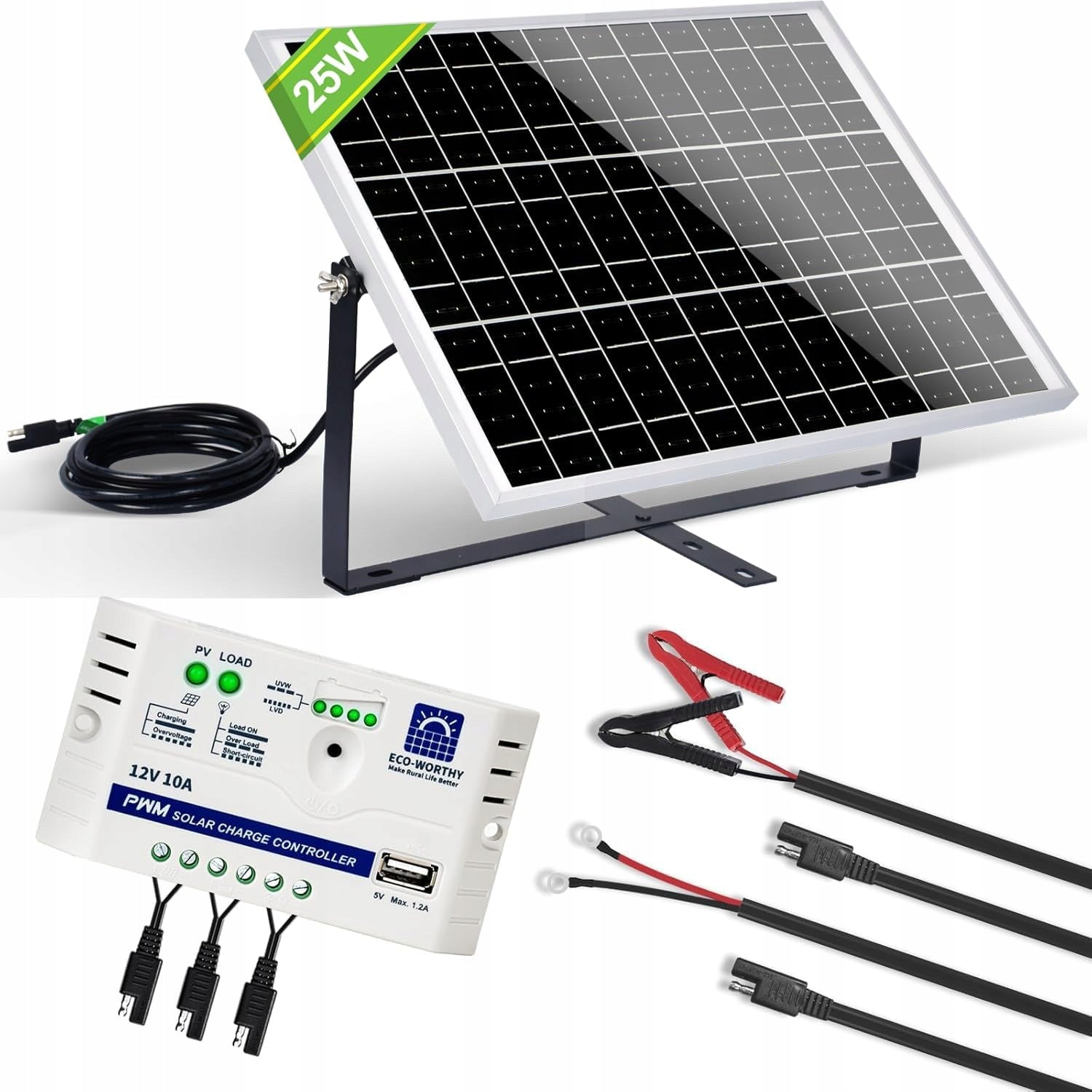 ECO-WORTHY Panel słoneczny 25 W, 12 V,