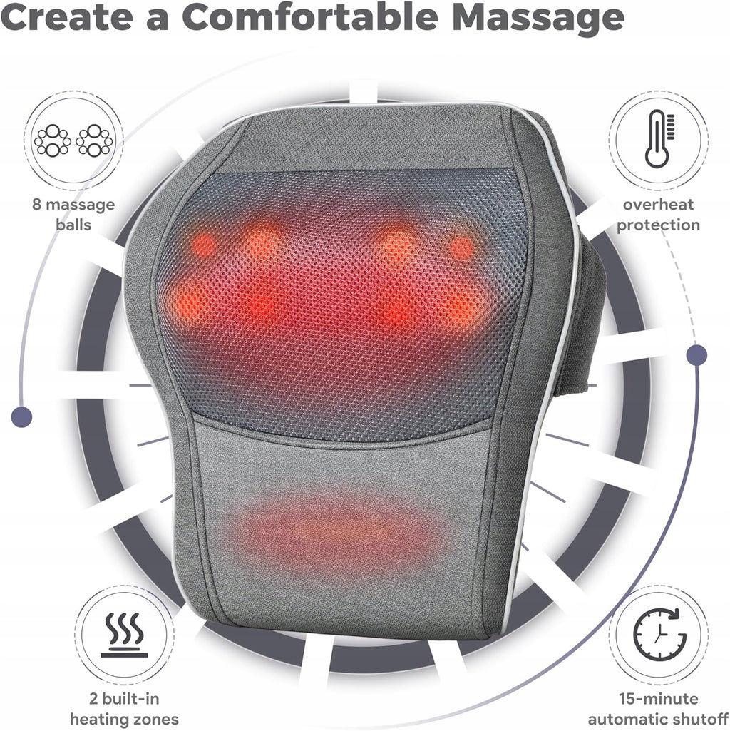 Masażer Brelley Shiatsu Ogrzewanie Obrotowe głowice Pilot Karku Pleców