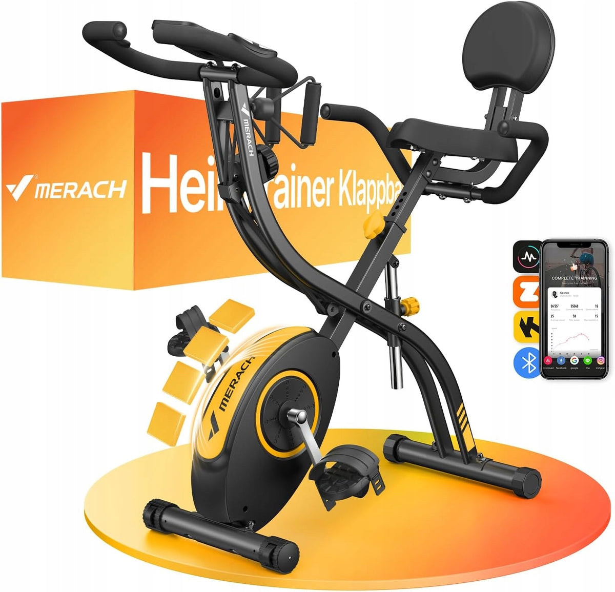 Rower treningowy MERACH MR-S15Y2 magnetyczny składany 16 poziomów Bluetooth 136 kg