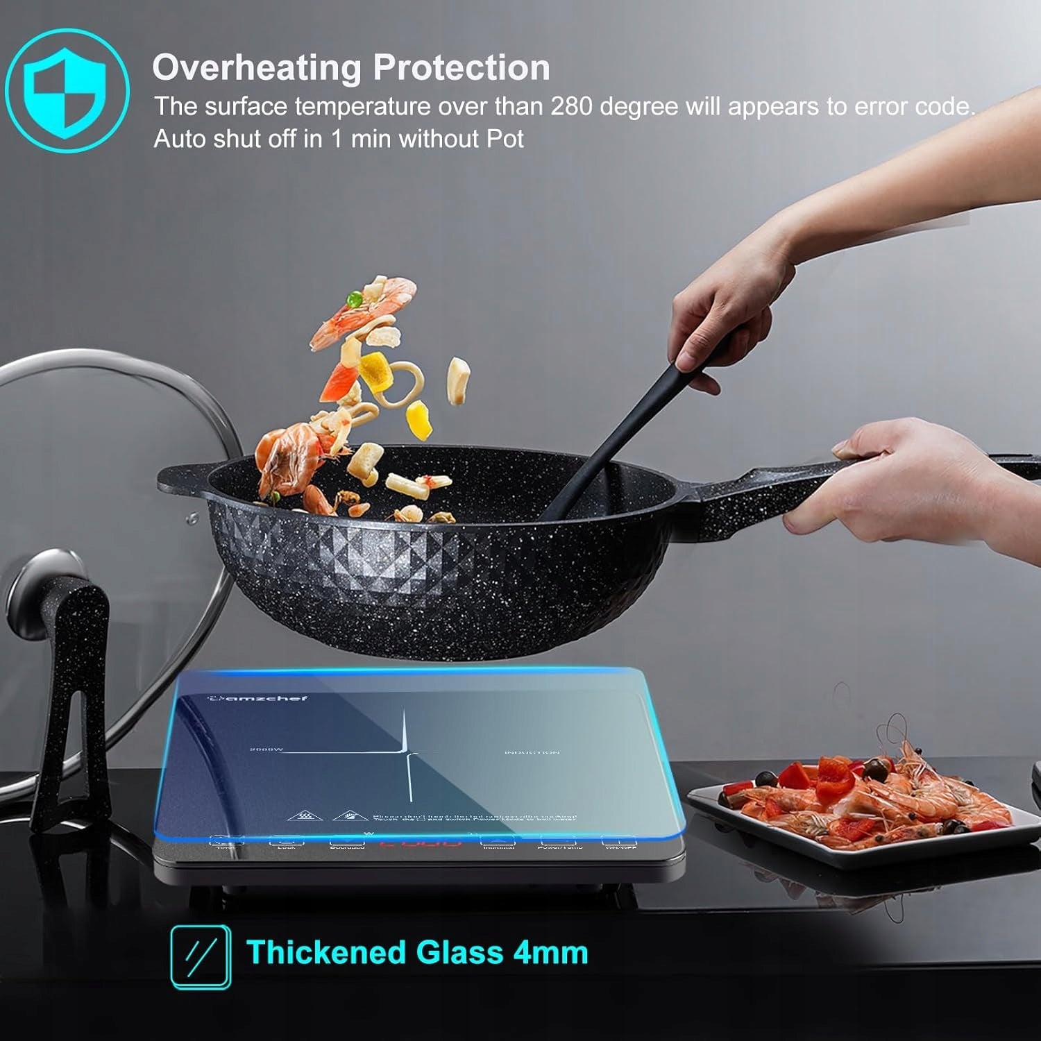 AMZCHEF Płyta indukcyjna, 2000W Single Induction Hob kuchenka przenośna